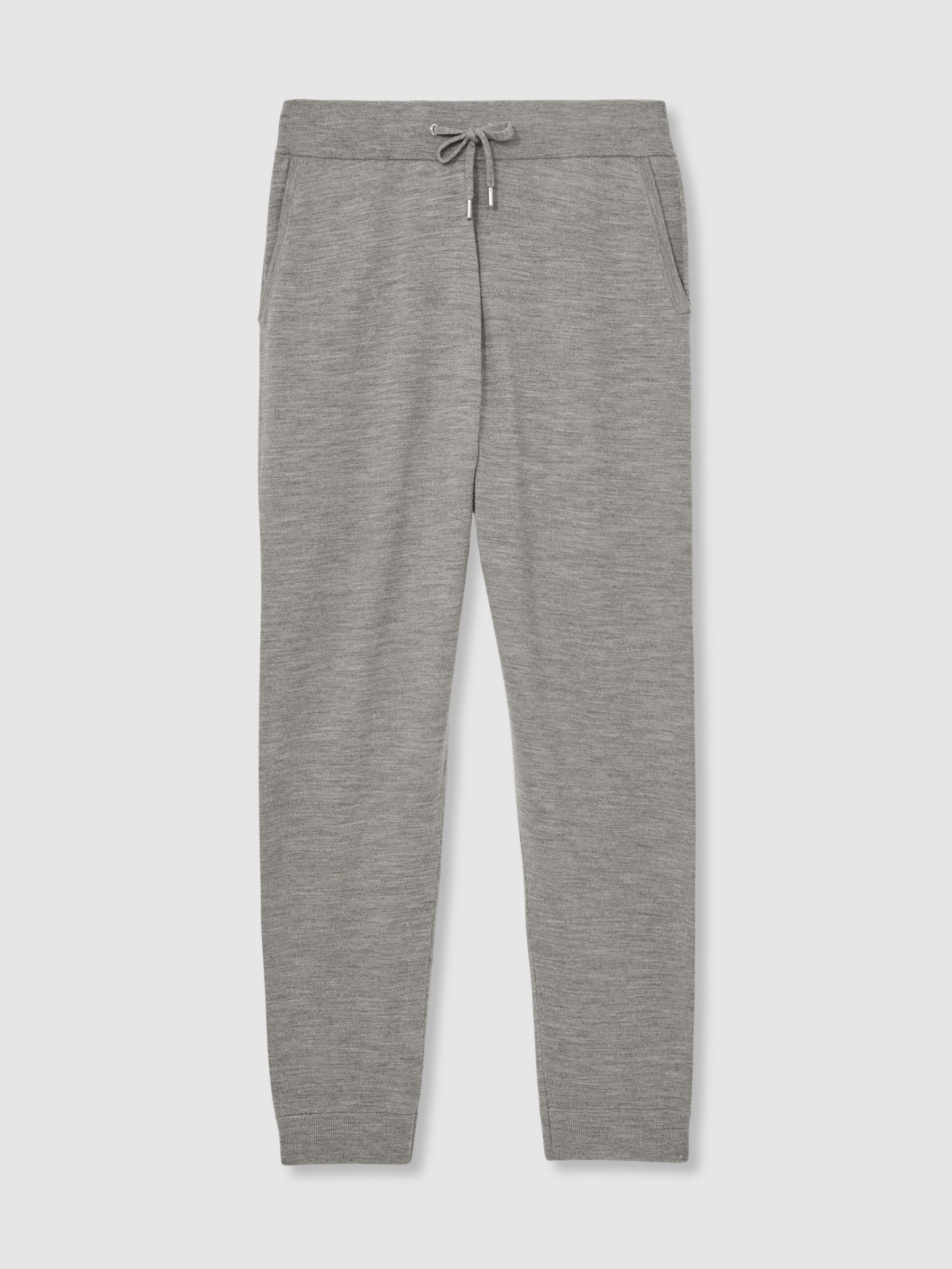 Merino-Blend Stretch Joggers in Warm Grey Melange