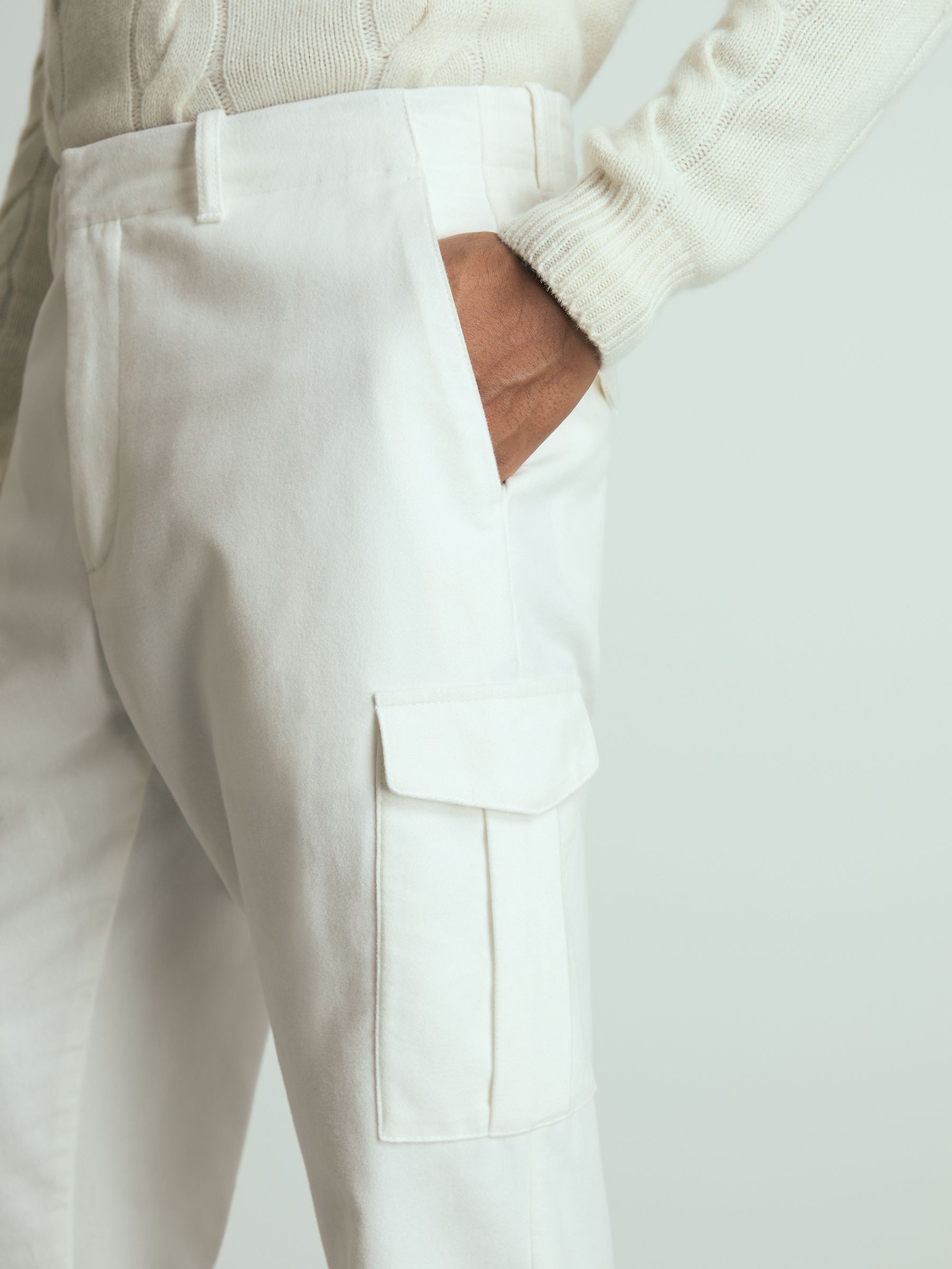 Atelier Cotton-Moleskin Cargo Trousers in White