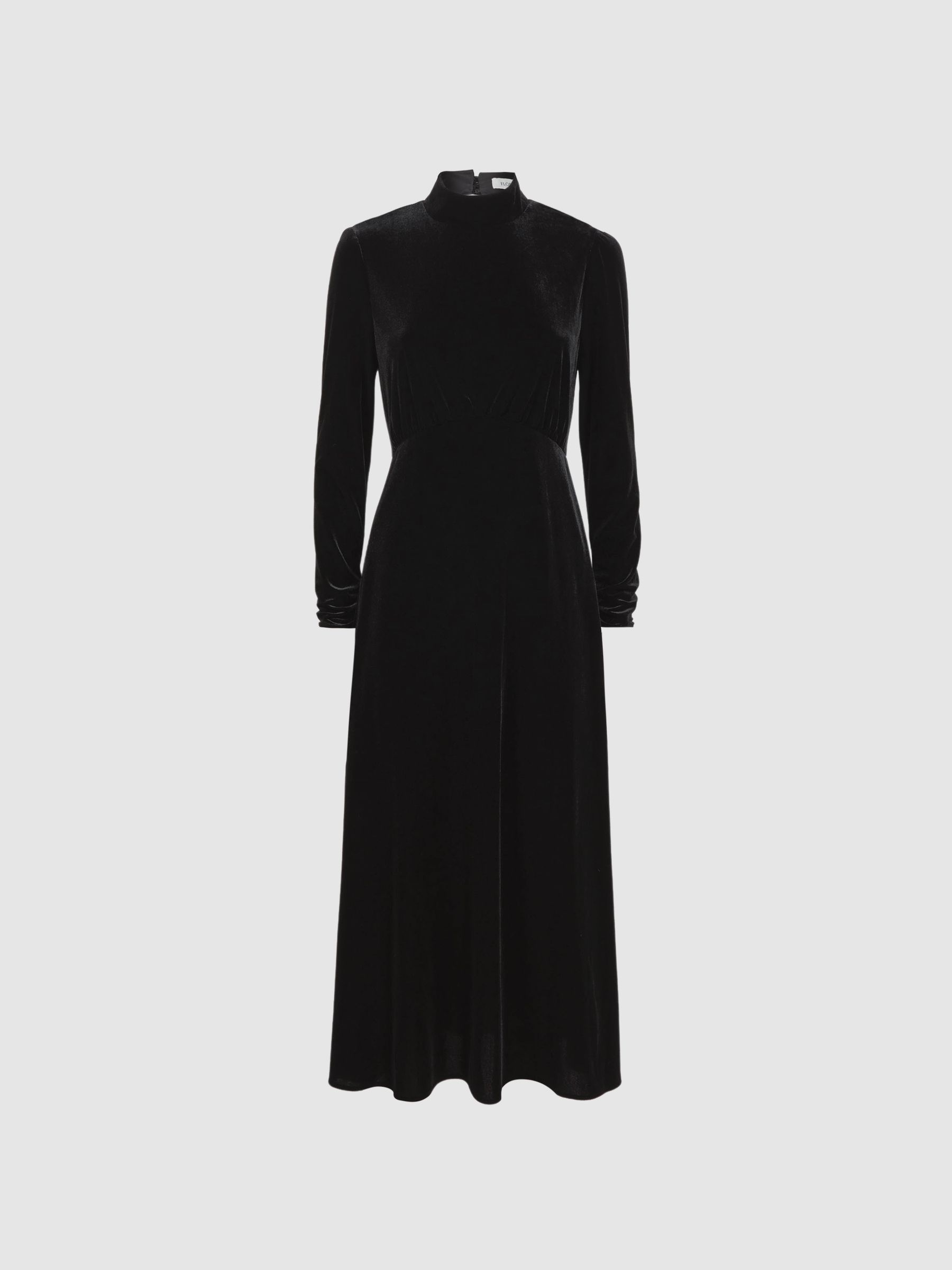 Florere Velvet Midi Dress in Black