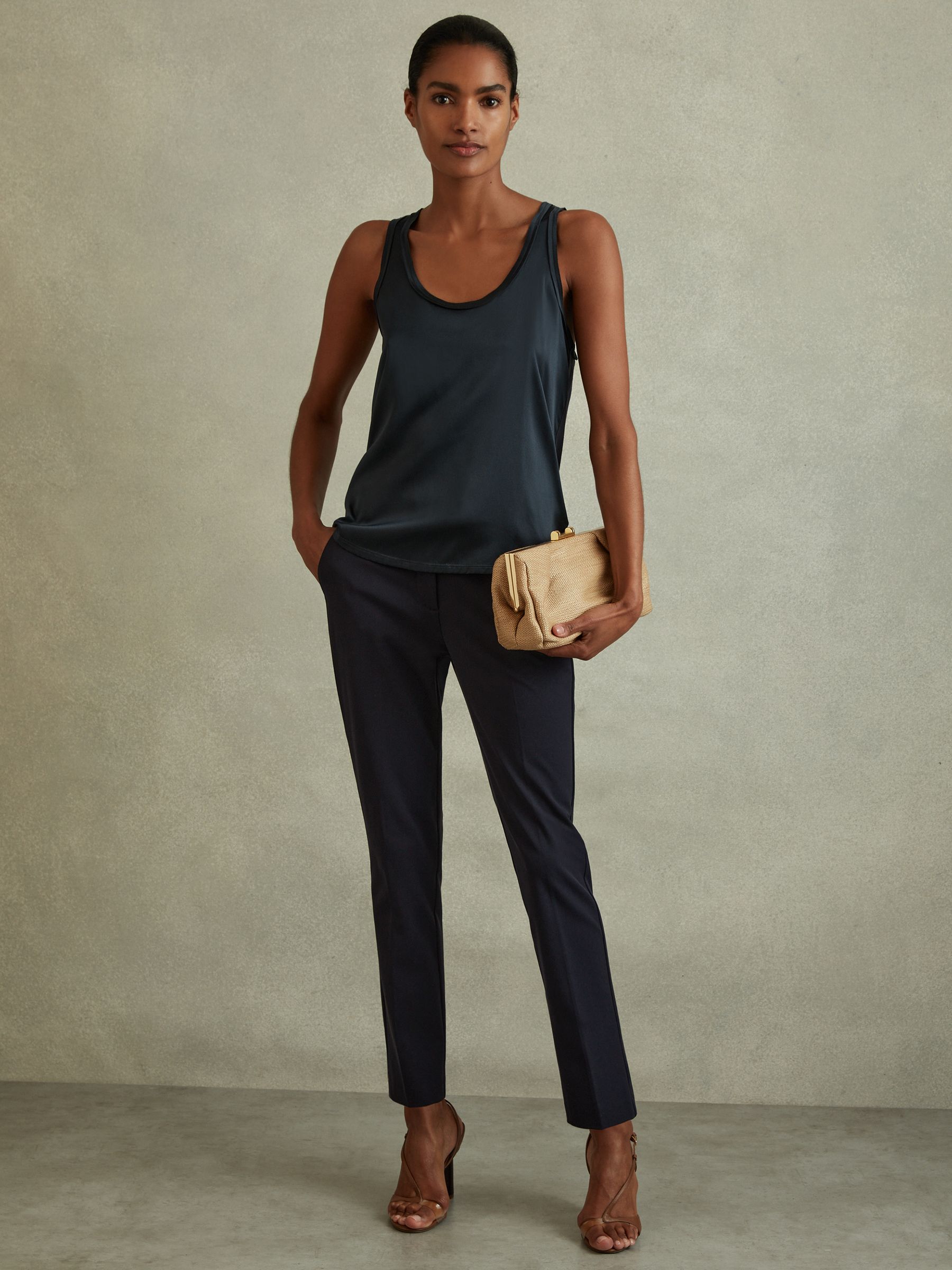 Slim Fit Tailored Trousers in Navy