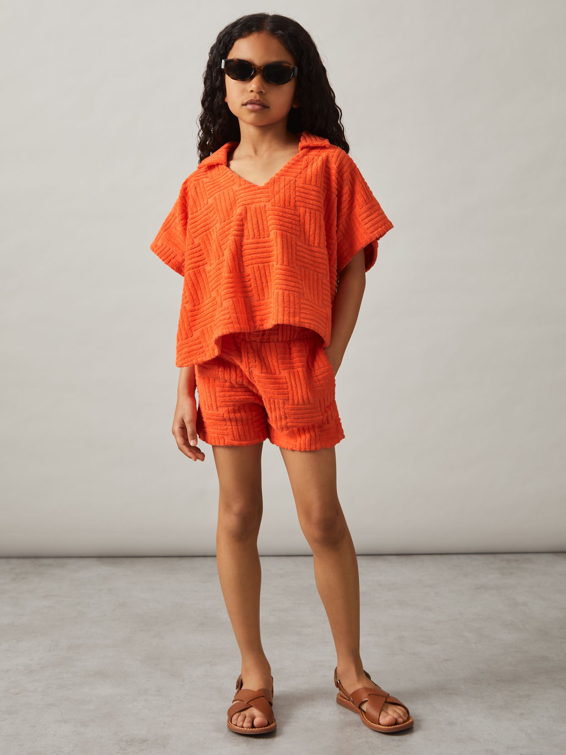4-9 yrs Towelling Shirt And Shorts Set in Orange