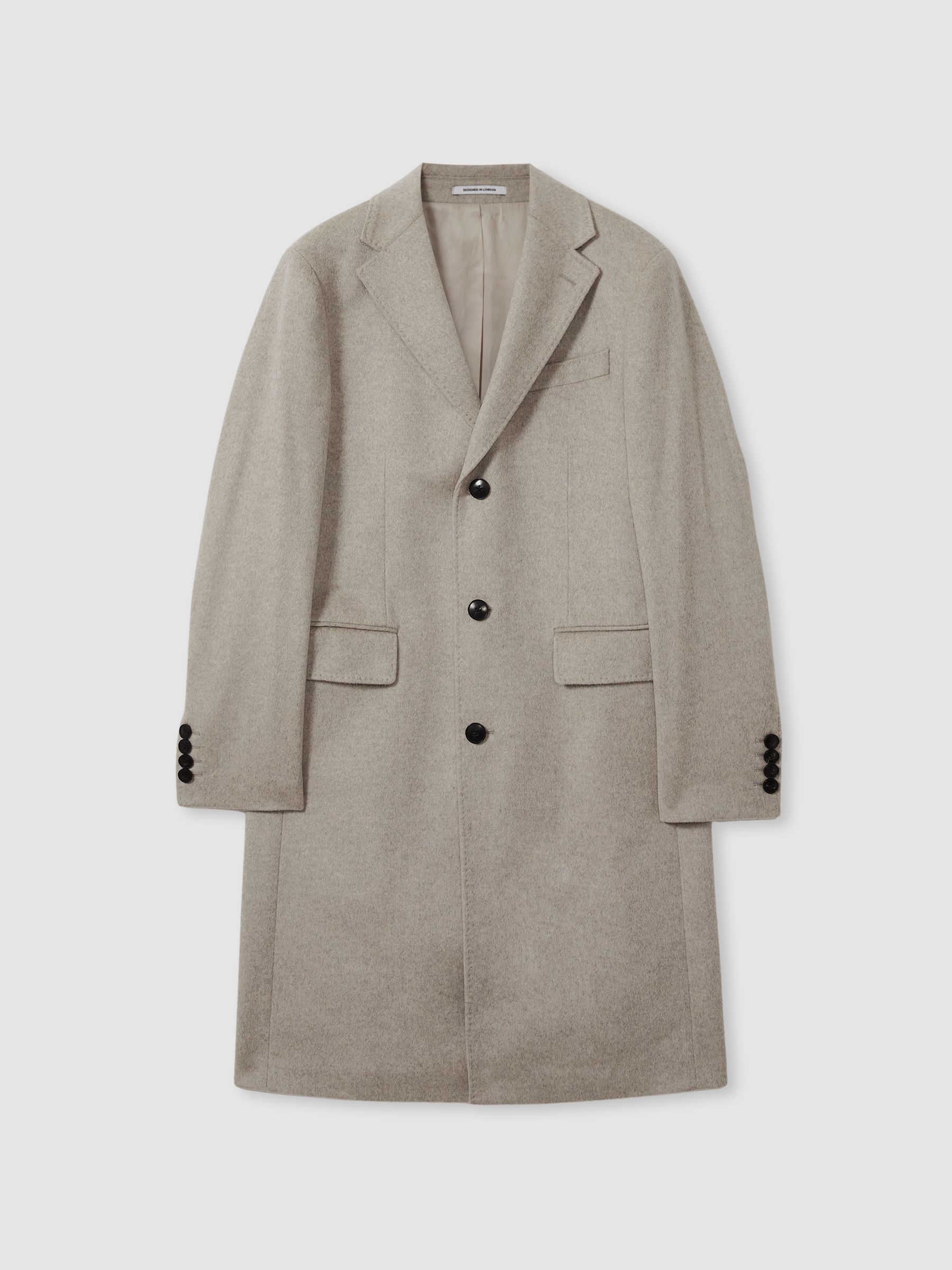 Atelier Cashmere Single-Breasted Overcoat in Oatmeal