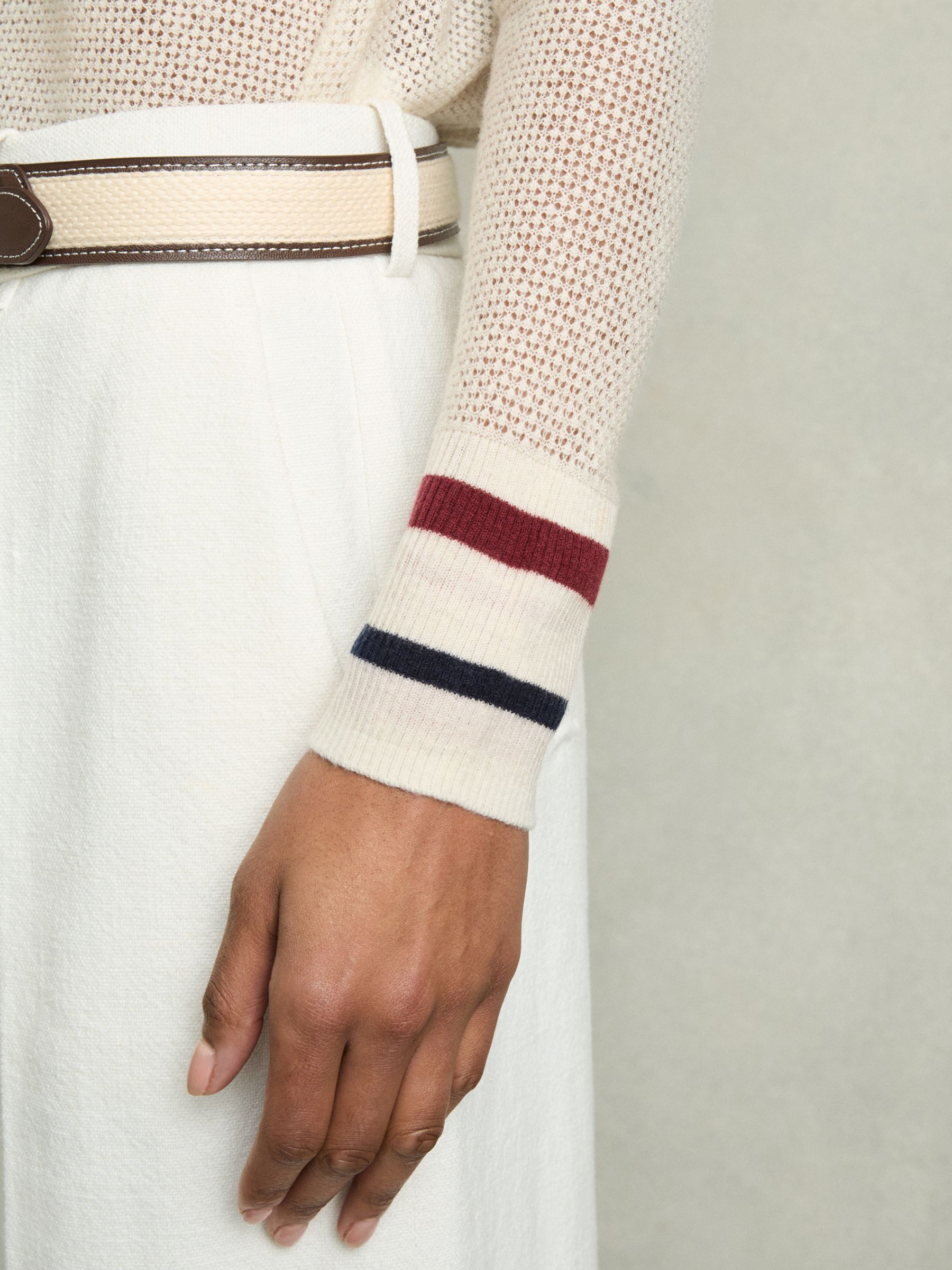 Wool-Cashmere Tipped Polo Jumper in Neutral