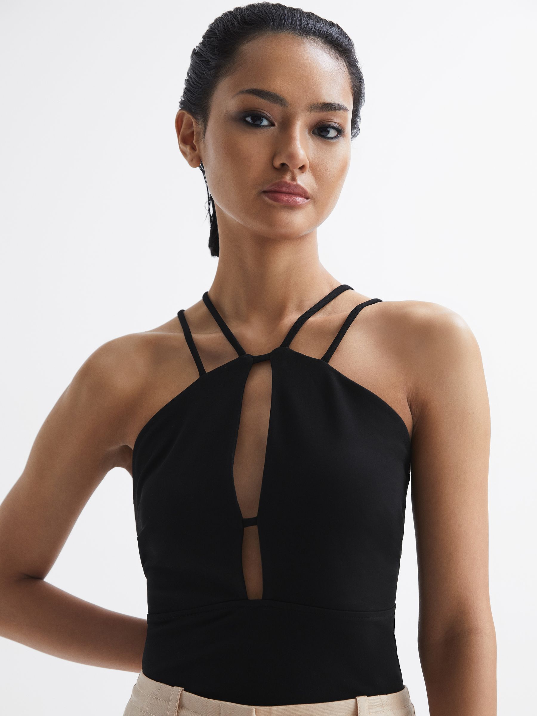 Strappy Cut-Out Top in Black