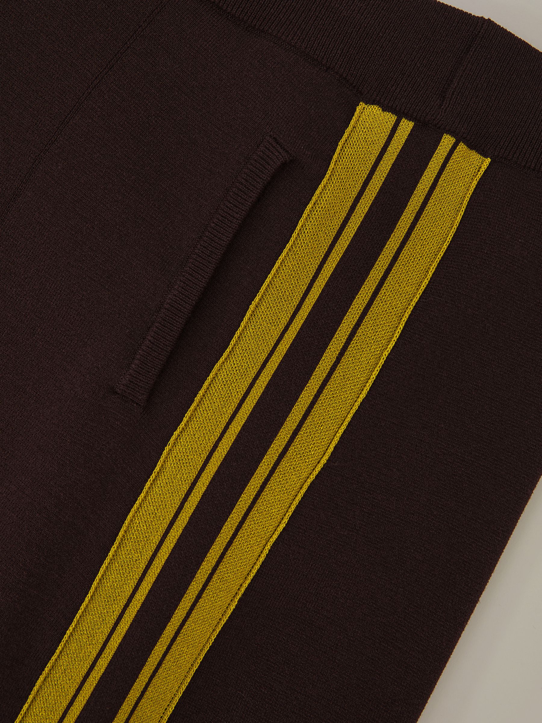 Knitted Side-Stripe Wide-Leg Trousers in Berry