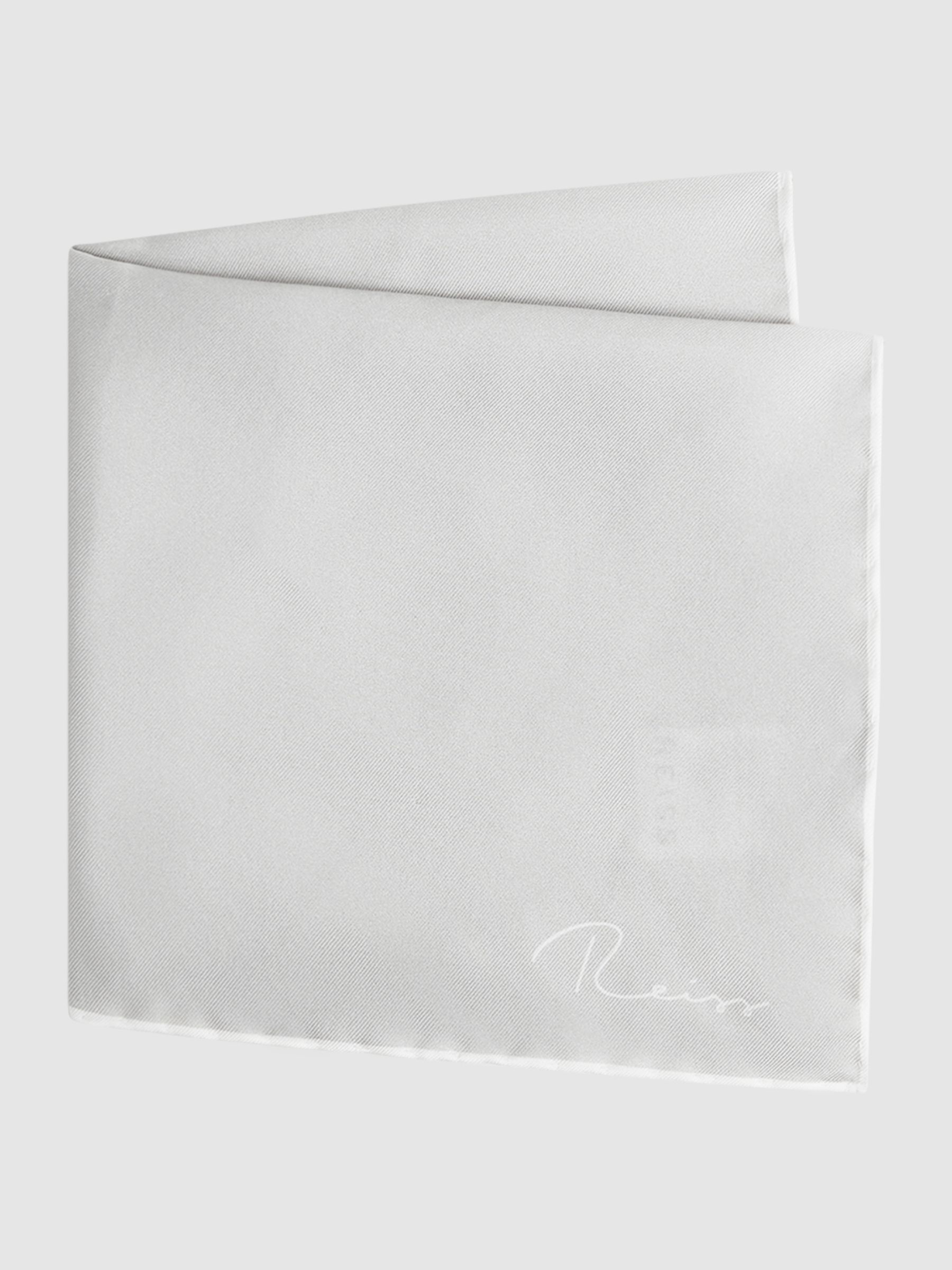 Plain Silk Pocket Square in Silver
