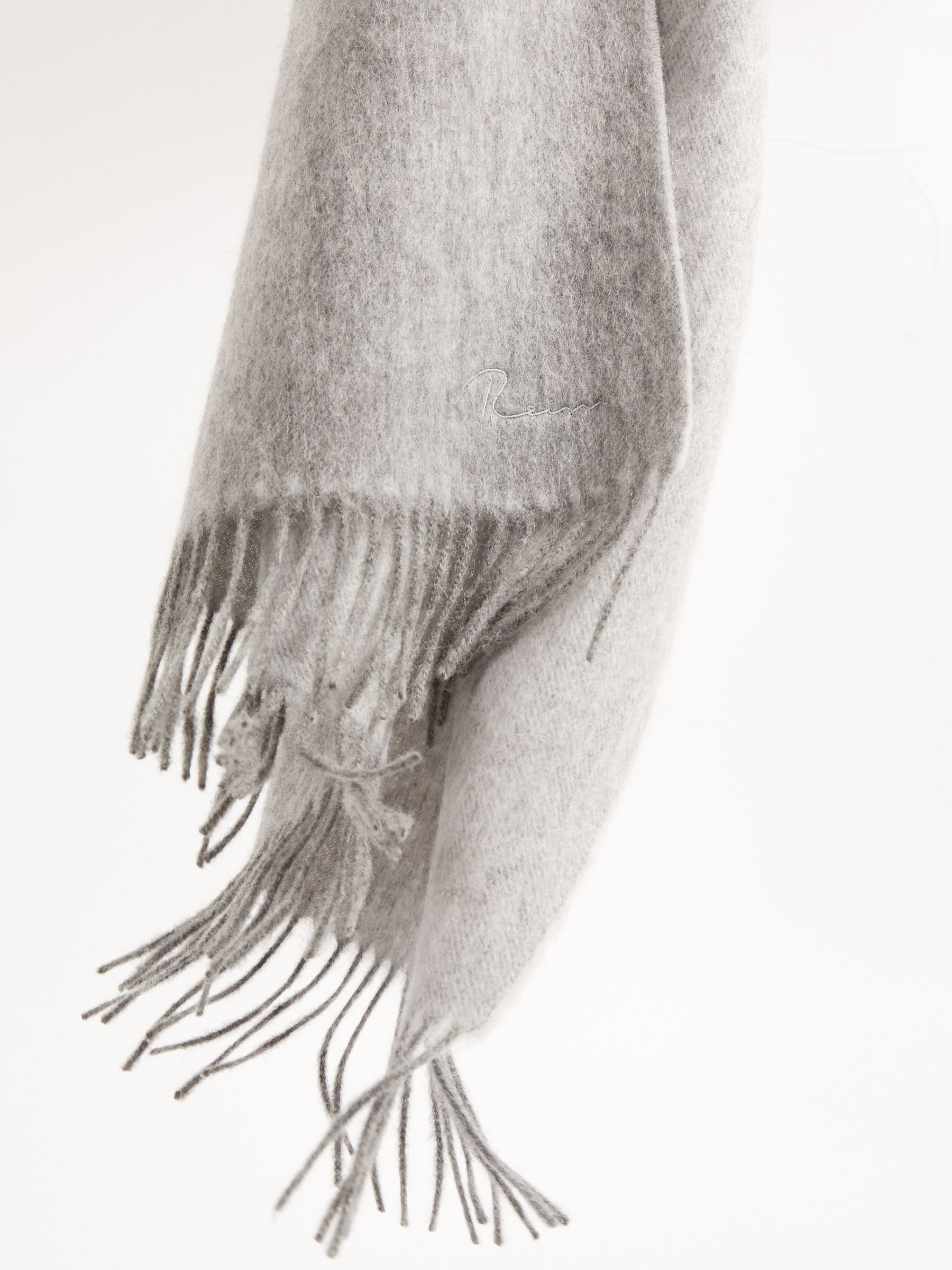 Wool-Cashmere Script-Logo Scarf in Soft Grey