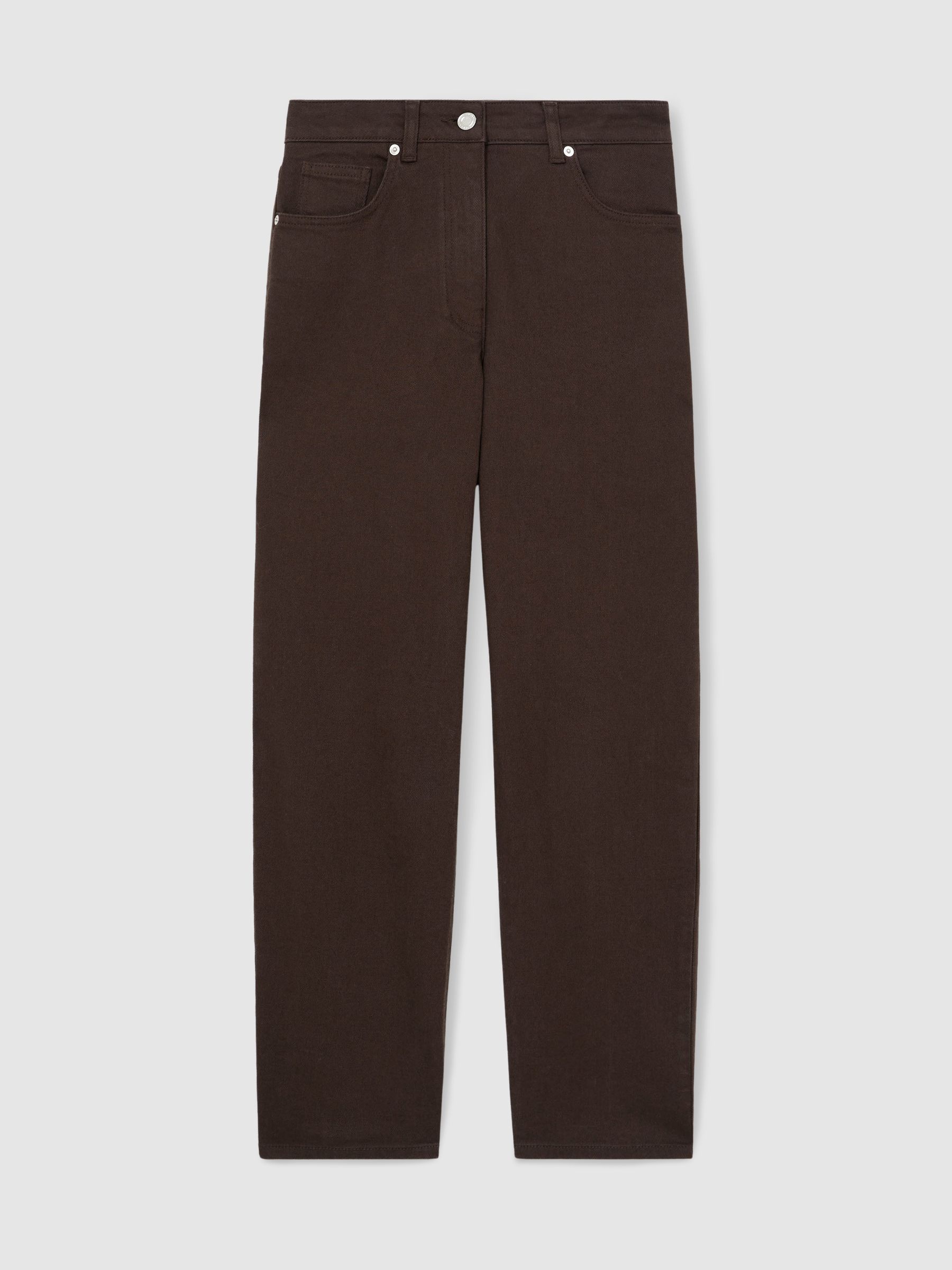 Petite Mid-Rise Straight-Leg Jeans in Chocolate