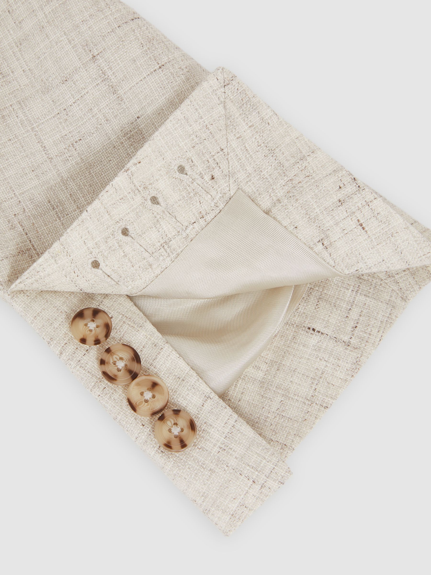 Linen-Cotton Single-Breasted Suit Blazer Slim-Fit in Stone