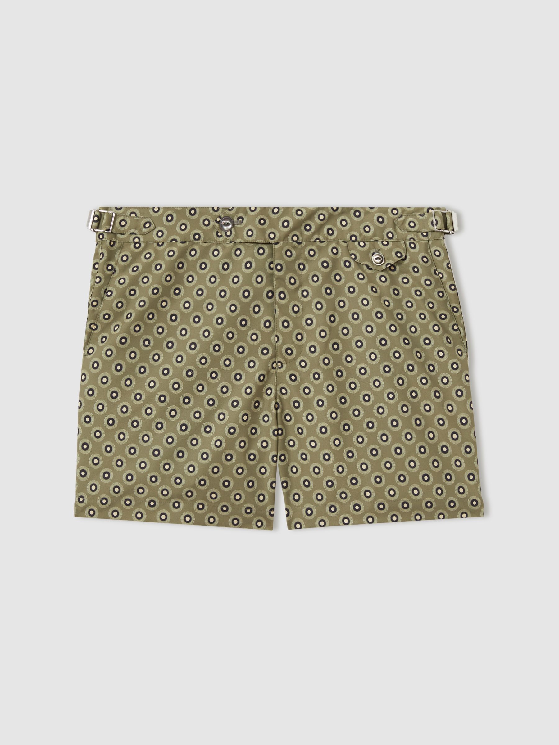 Hemingsworth Ikat-Print Swim Shorts in Olive