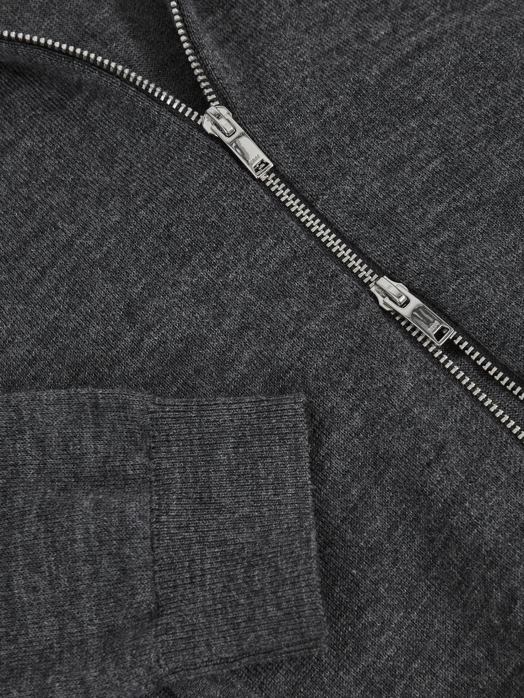 9-13 yrs Merino Wool-Blend Zip-Through Cardigan in Derby Grey Melange