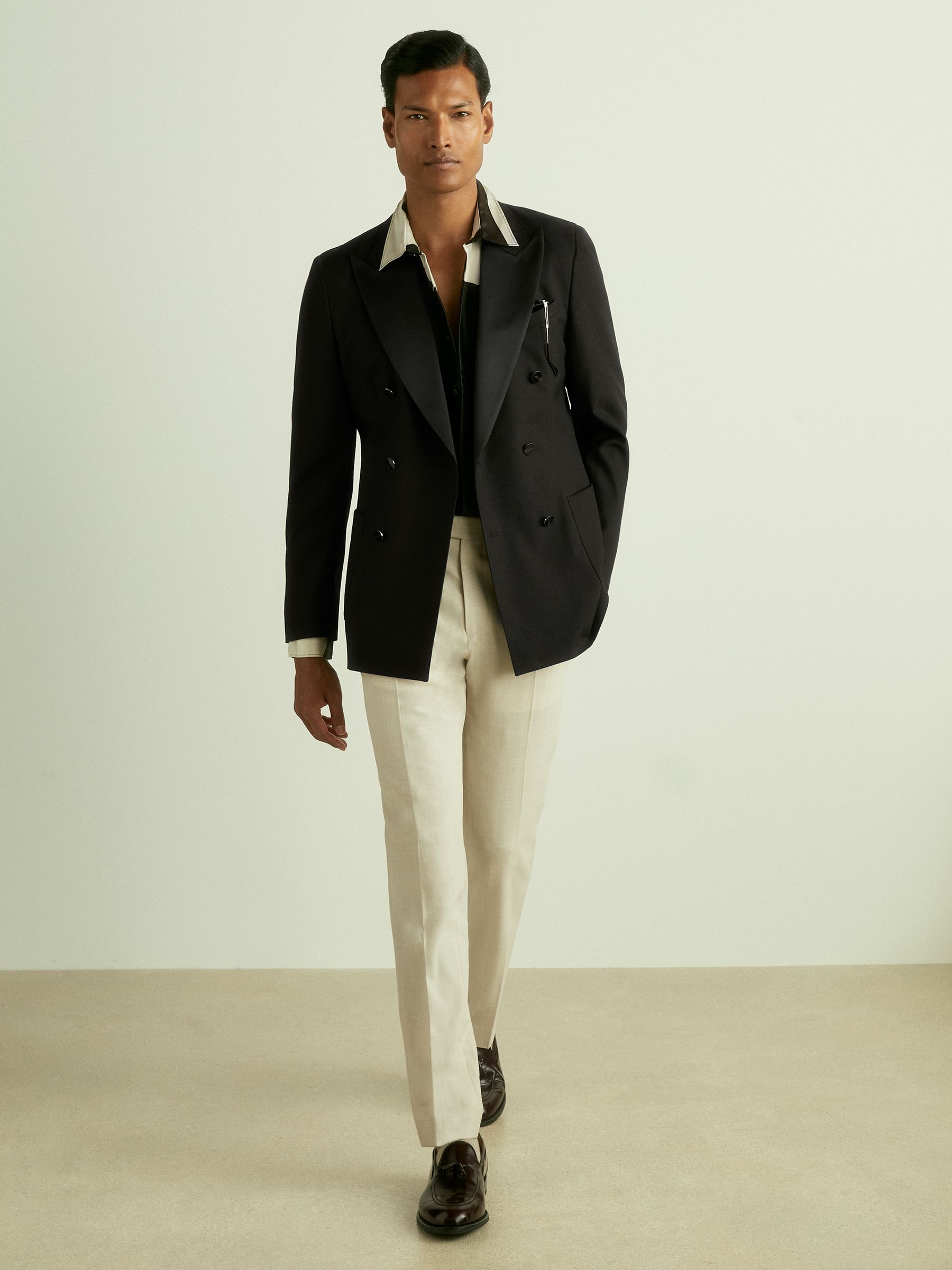 Abstract-Print Poplin Shirt in Chocolate Brown