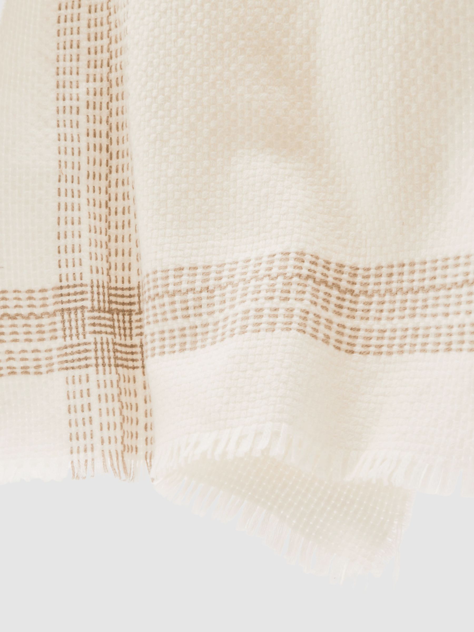 Wool-Cashmere Textured Scarf in Cream