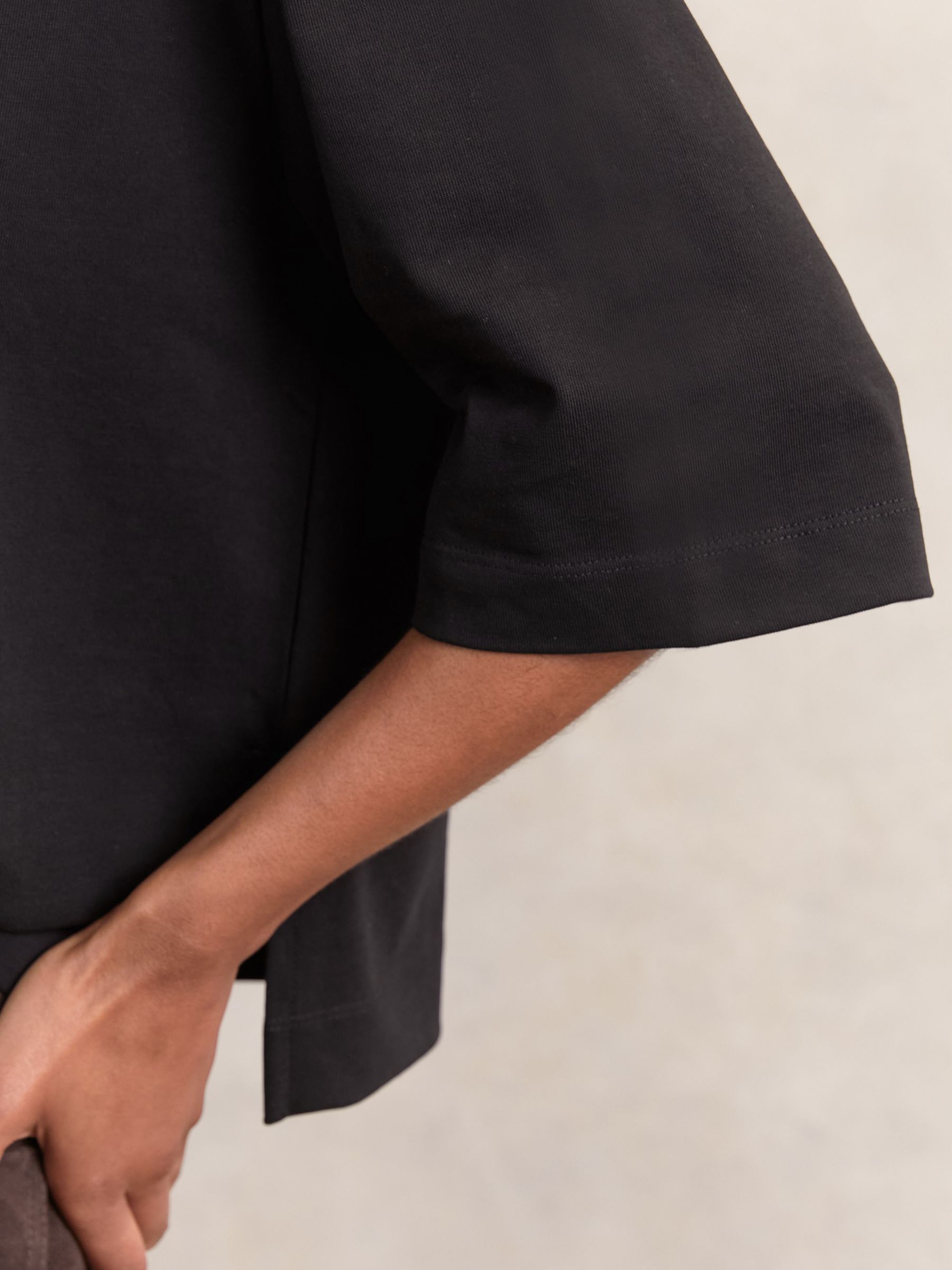 Oversized Cotton Crew Neck T-Shirt in Black