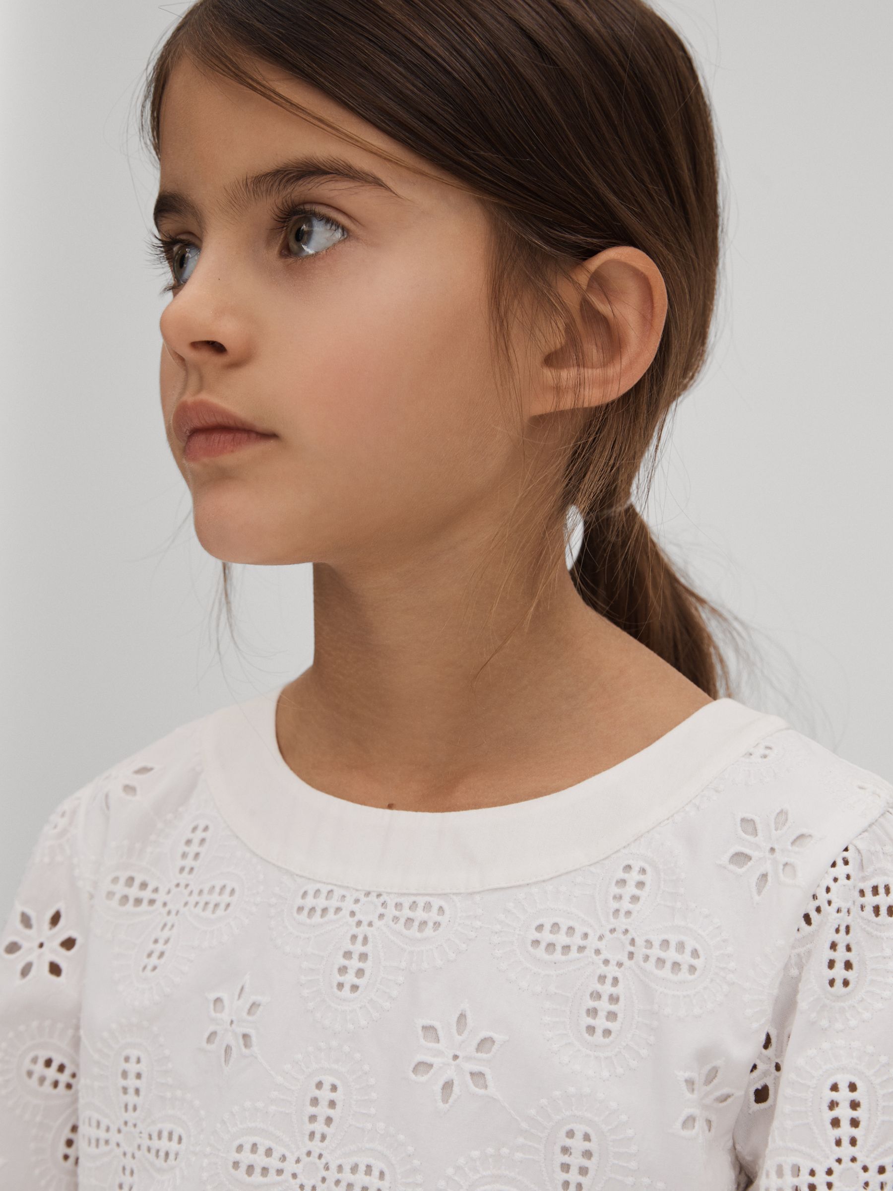 4-9 yrs Cotton Broderie Lace Skirt in Ivory