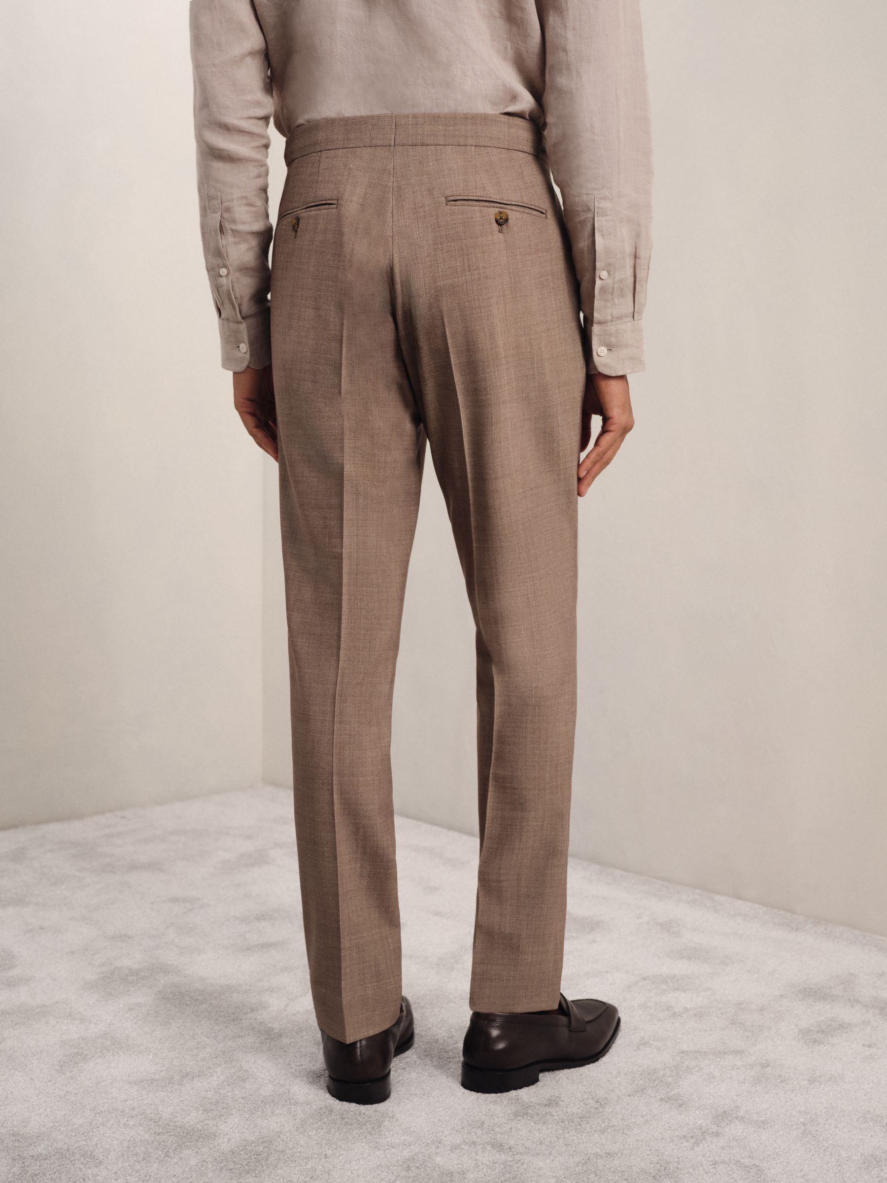 Slim-Fit Suit Trousers With Wool in Brown