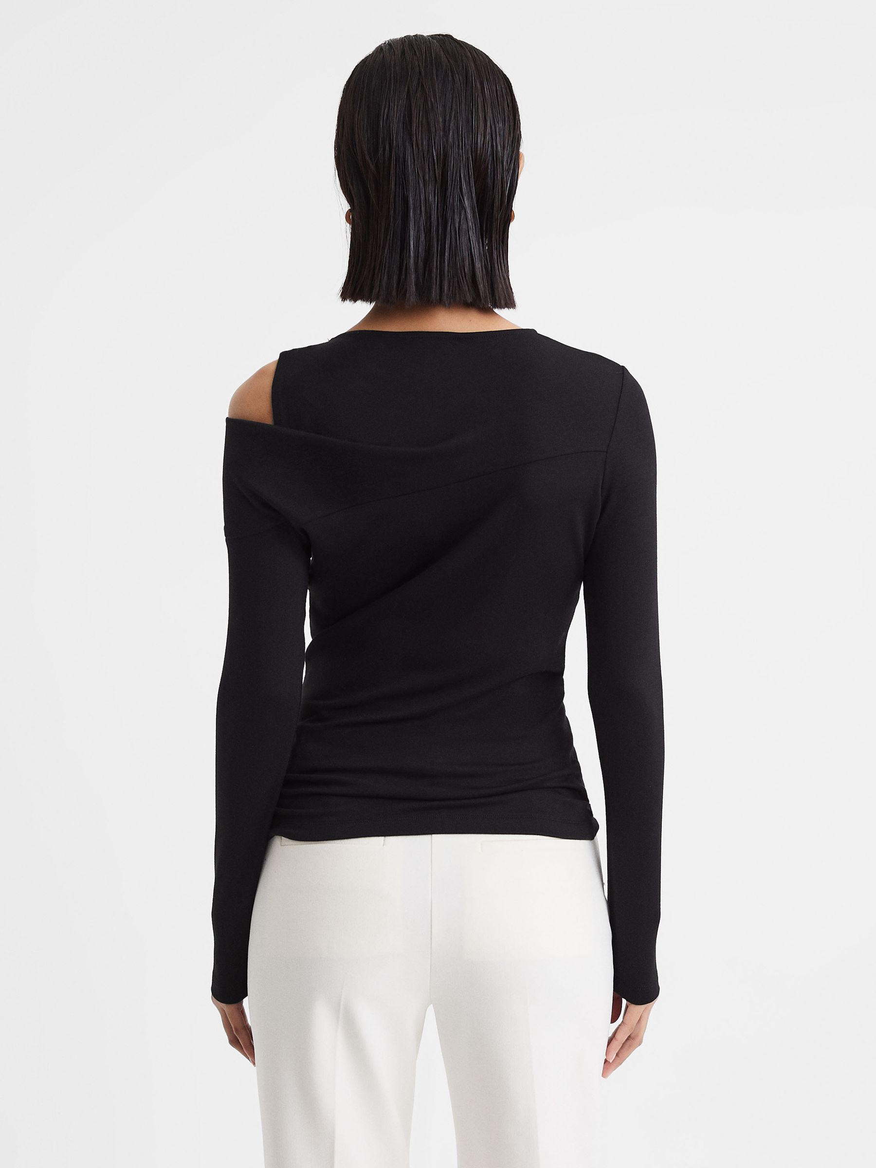 Draped Shoulder Top in Black