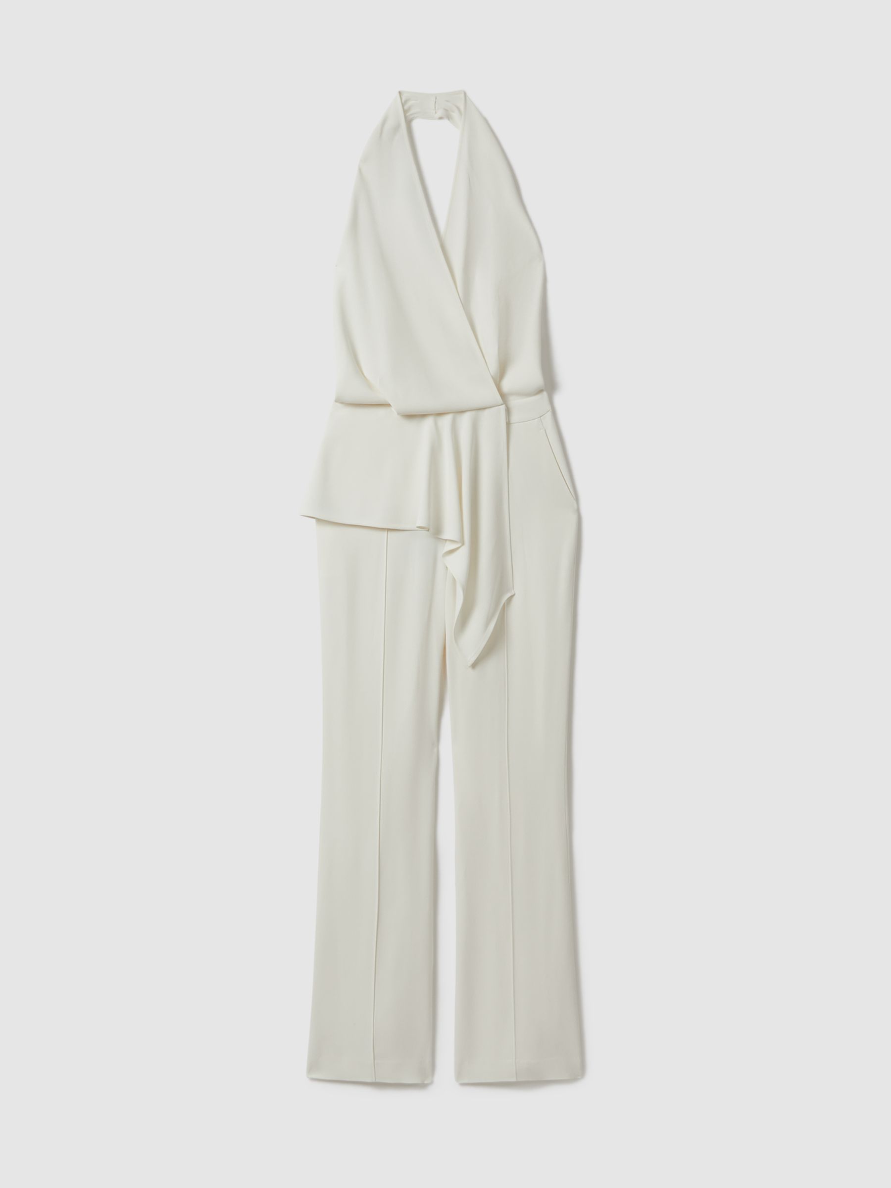 Atelier Drape Front Bridal Jumpsuit in Ivory
