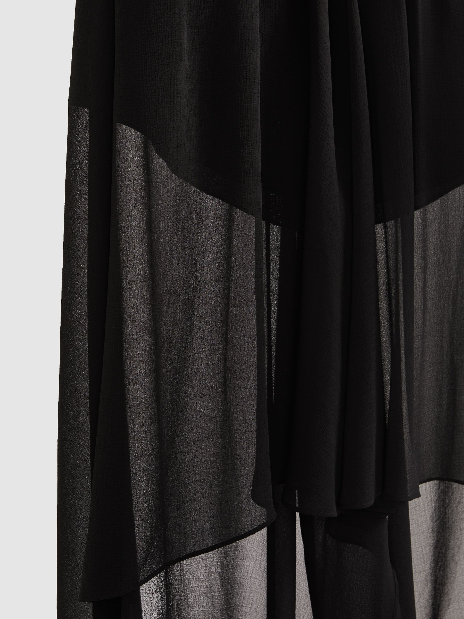 Petite Sheer-Overlay High-Low Shorts in Black