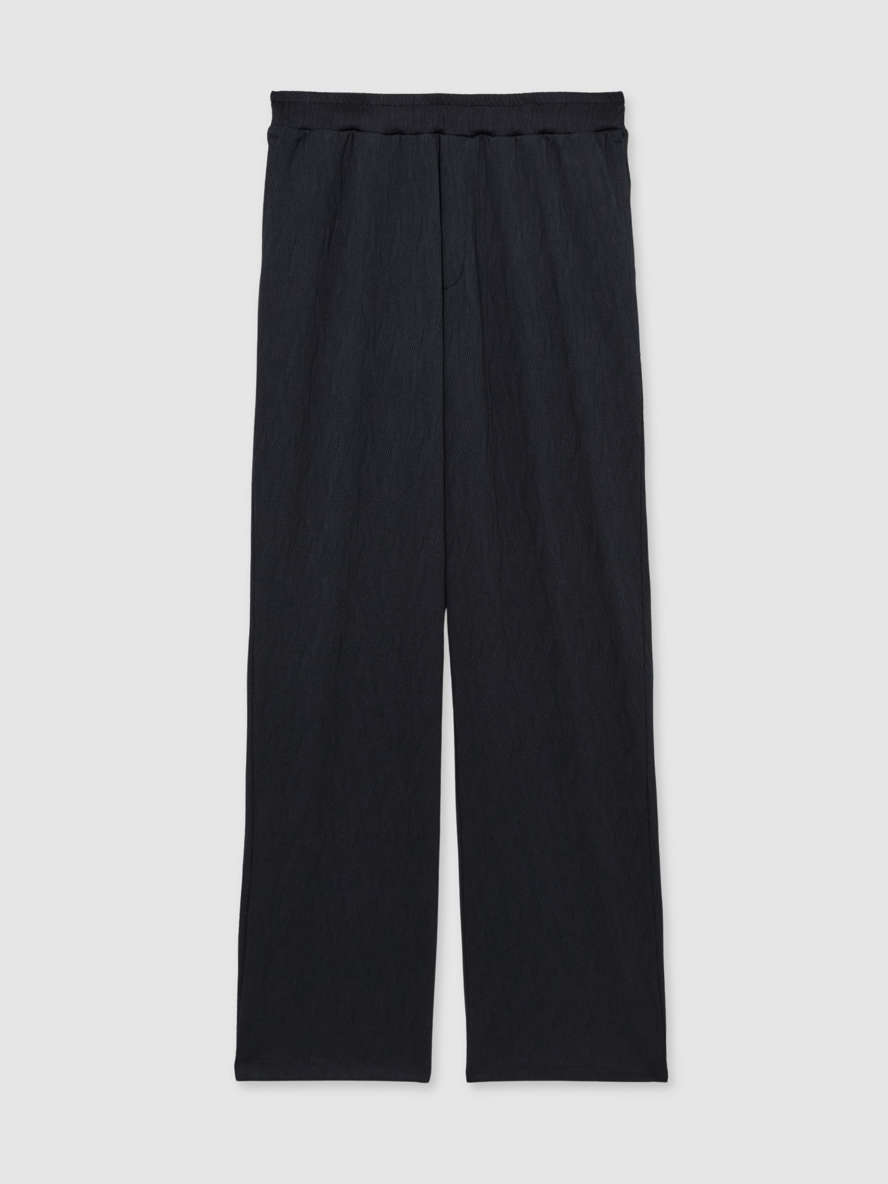 Wave-Jacquard Drawstring Trousers in Navy