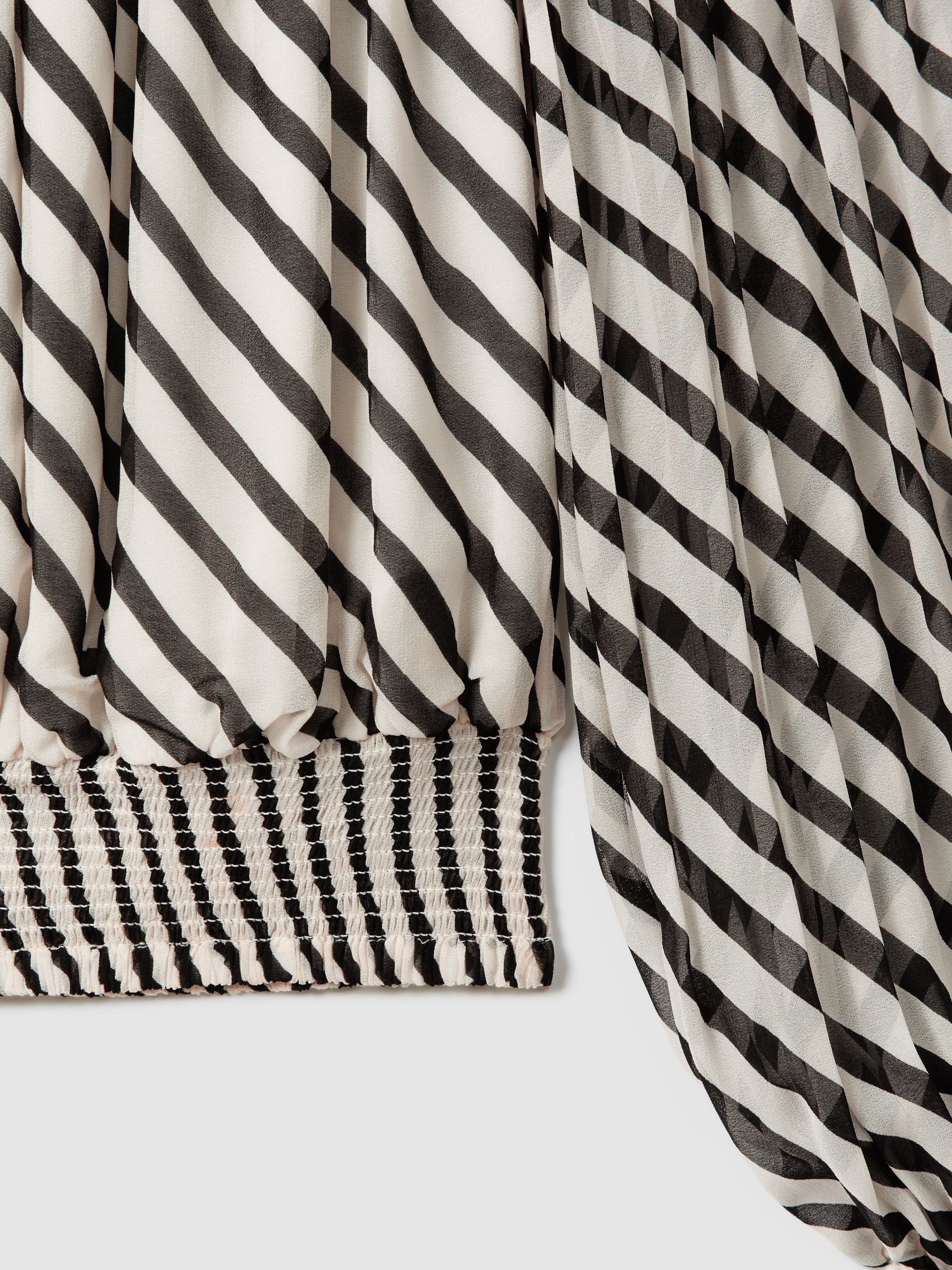 Striped Bardot Cropped Top in Black/Cream