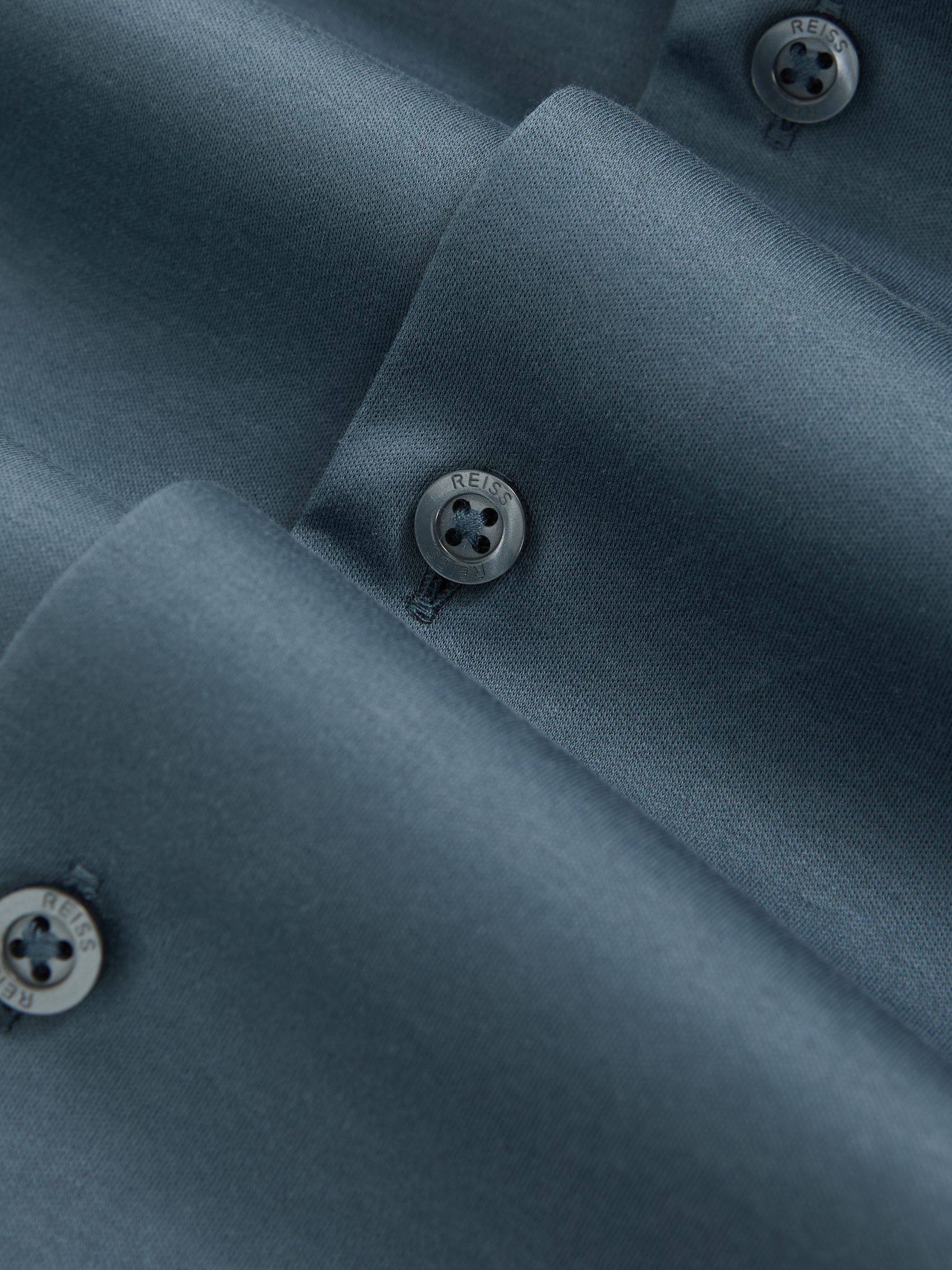 Air-Water Cotton Button-Through Shirt in Airforce Blue