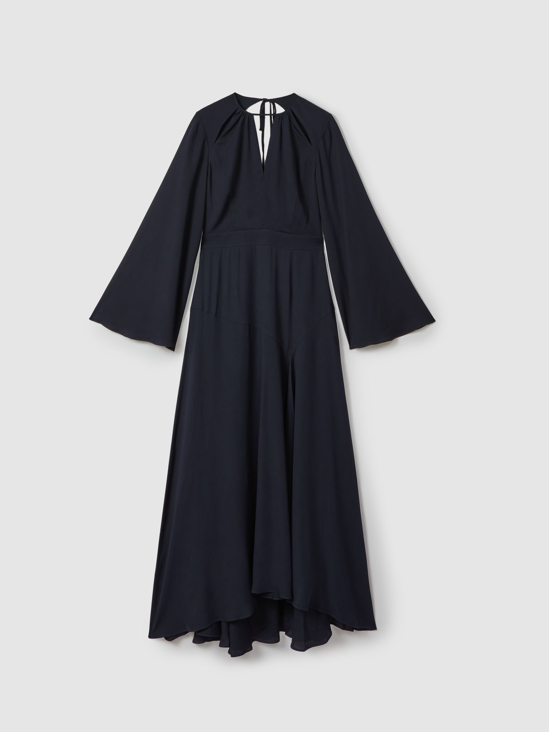 Flute Sleeve Midi Dress in Navy