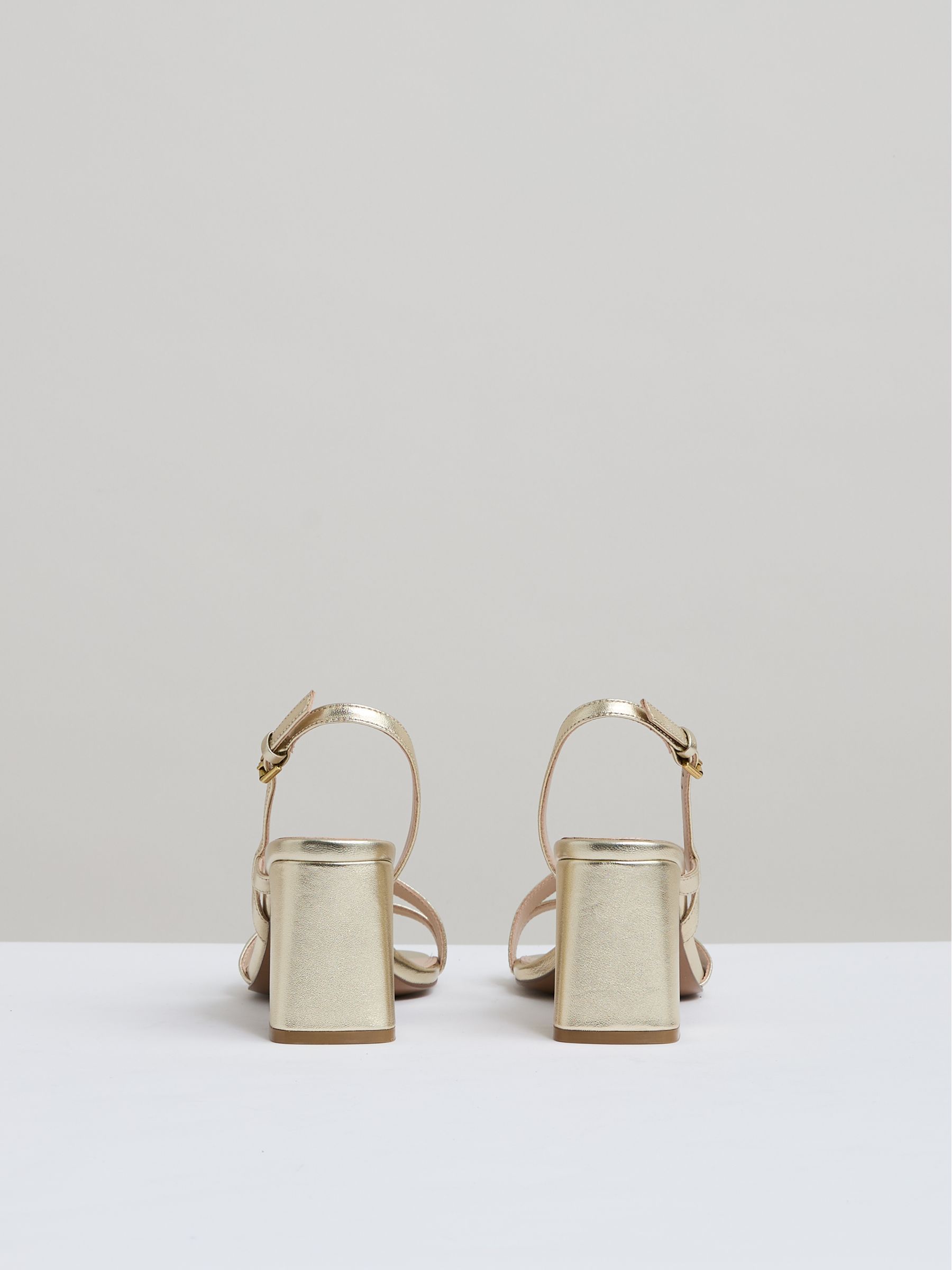 Strappy Leather Heeled Sandals in Gold