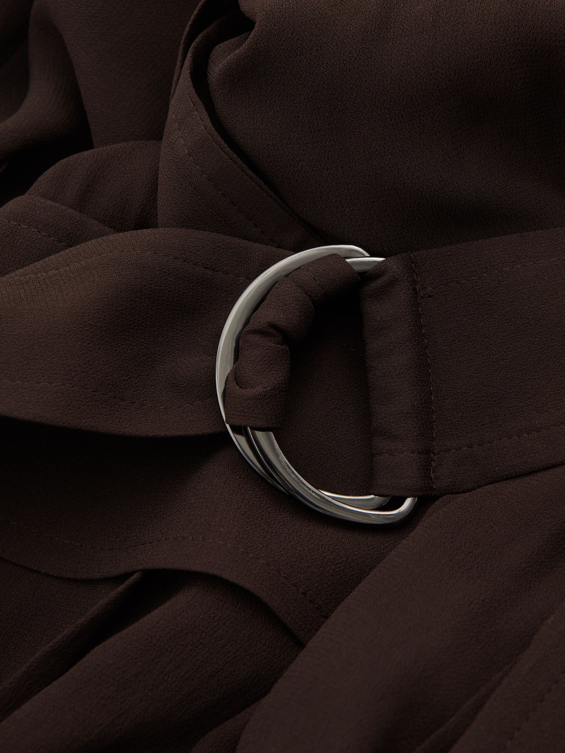 Essie Chocolate Mesh Utility Belted Midi Dress