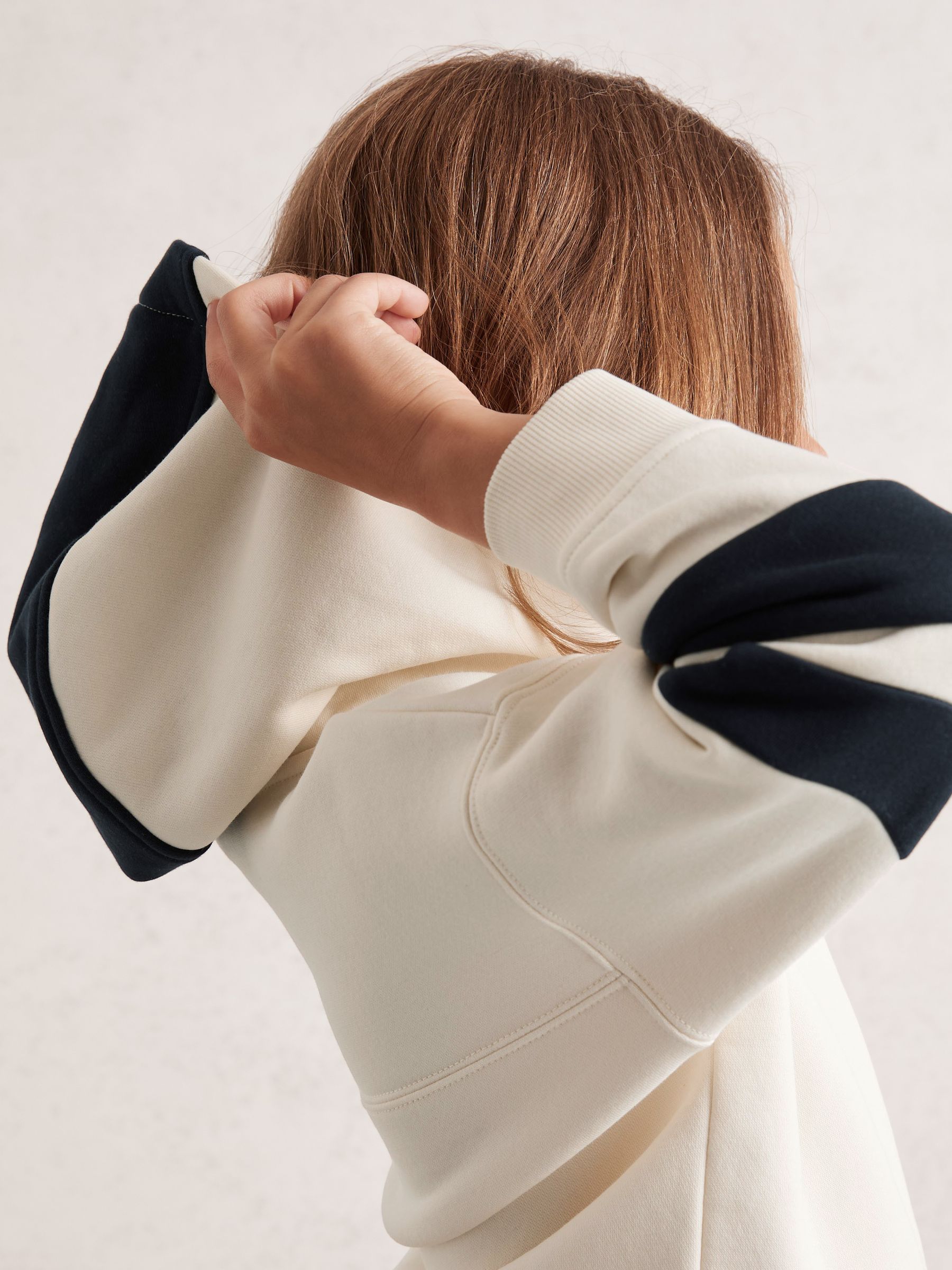 3-9 yrs Cotton-Blend Joggers and Hoodie Set in Ecru