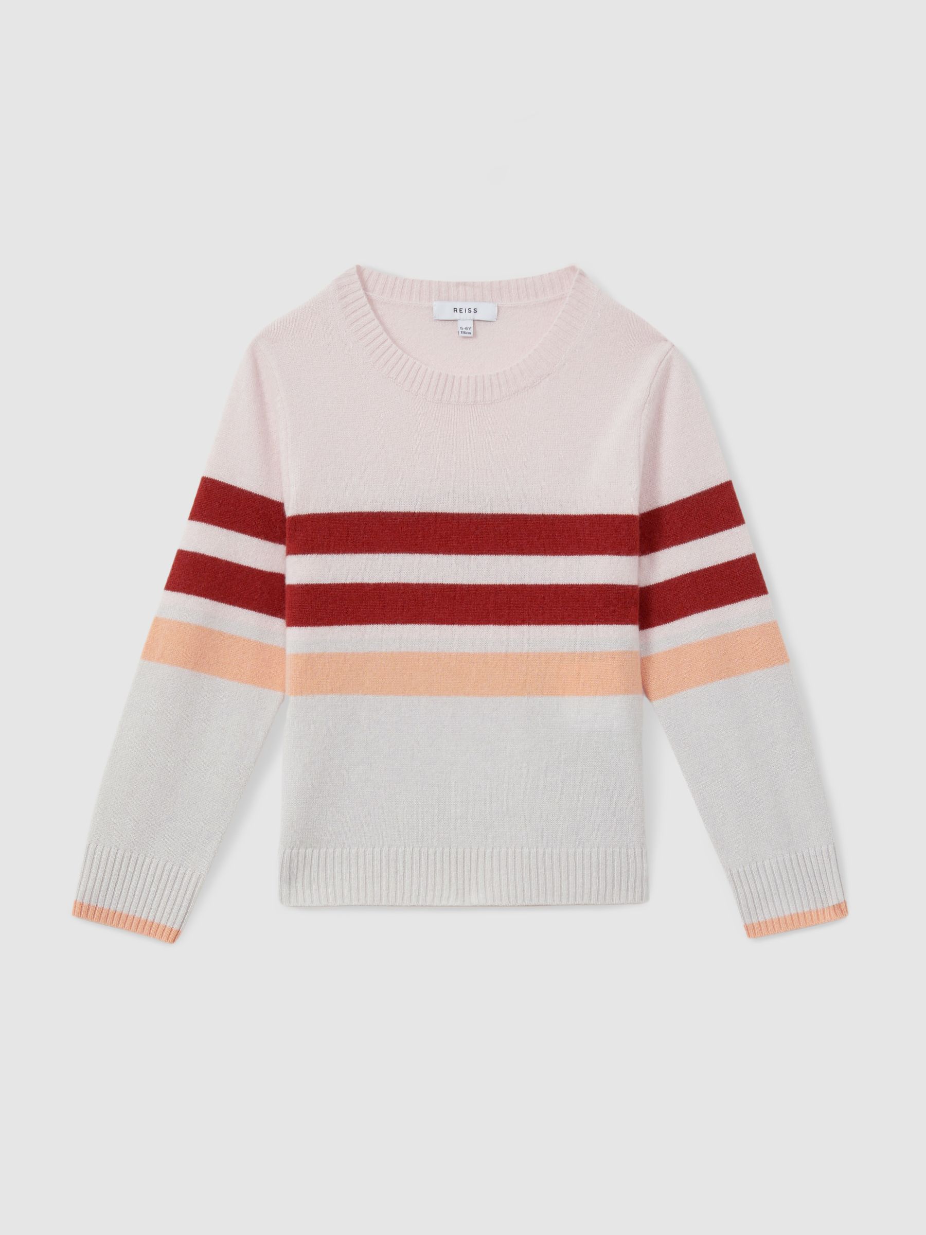 13-14 yrs Wool Blend Striped Crew Neck Jumper in Pink