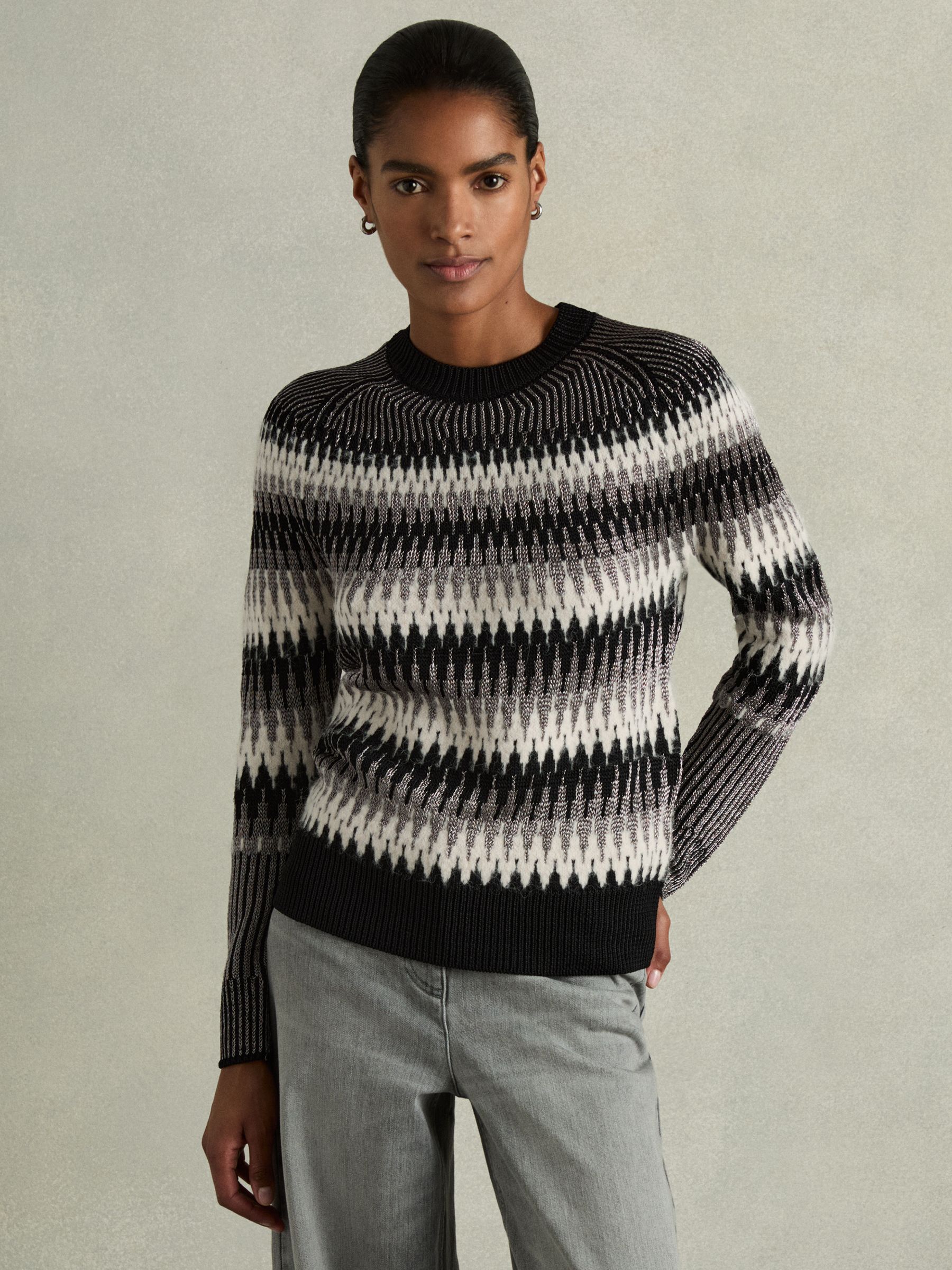 Glitter Jumper with Alpaca in Black/White