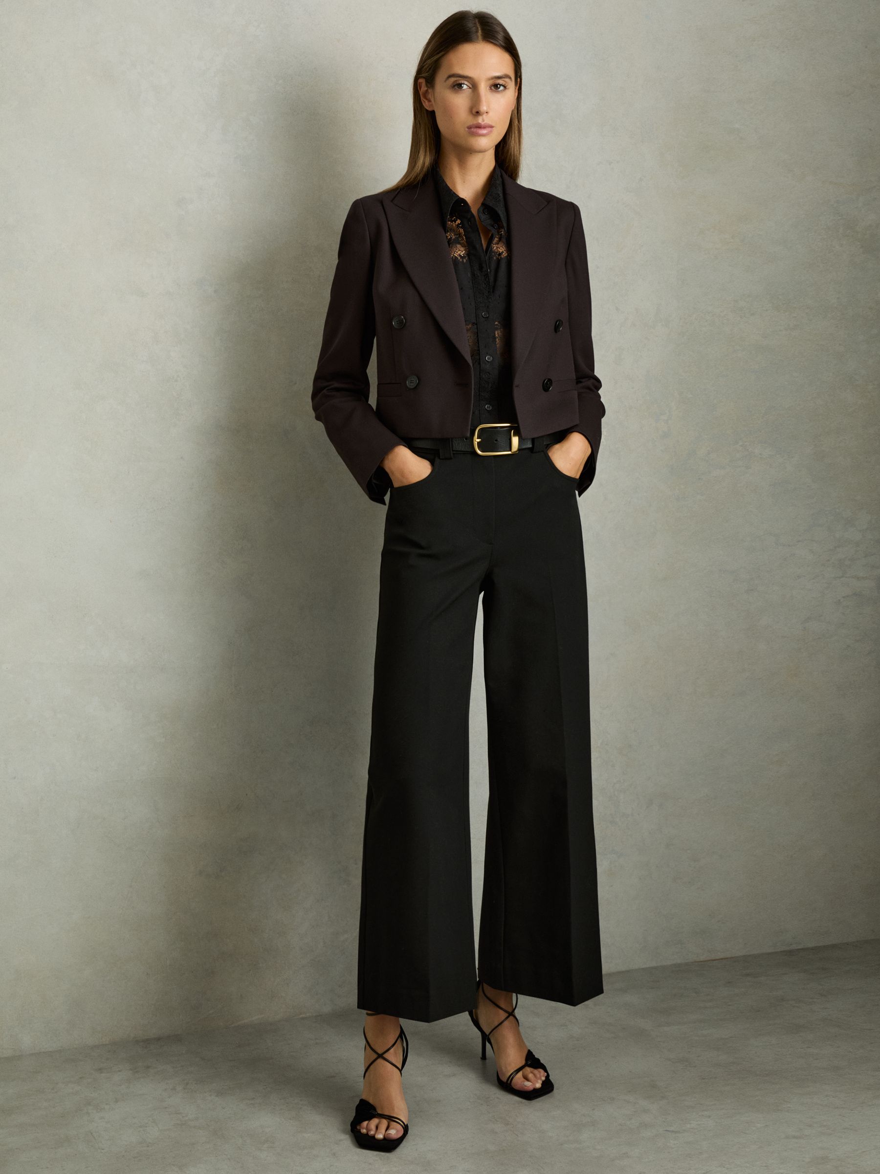 Petite Twill Culotte Trousers in Black