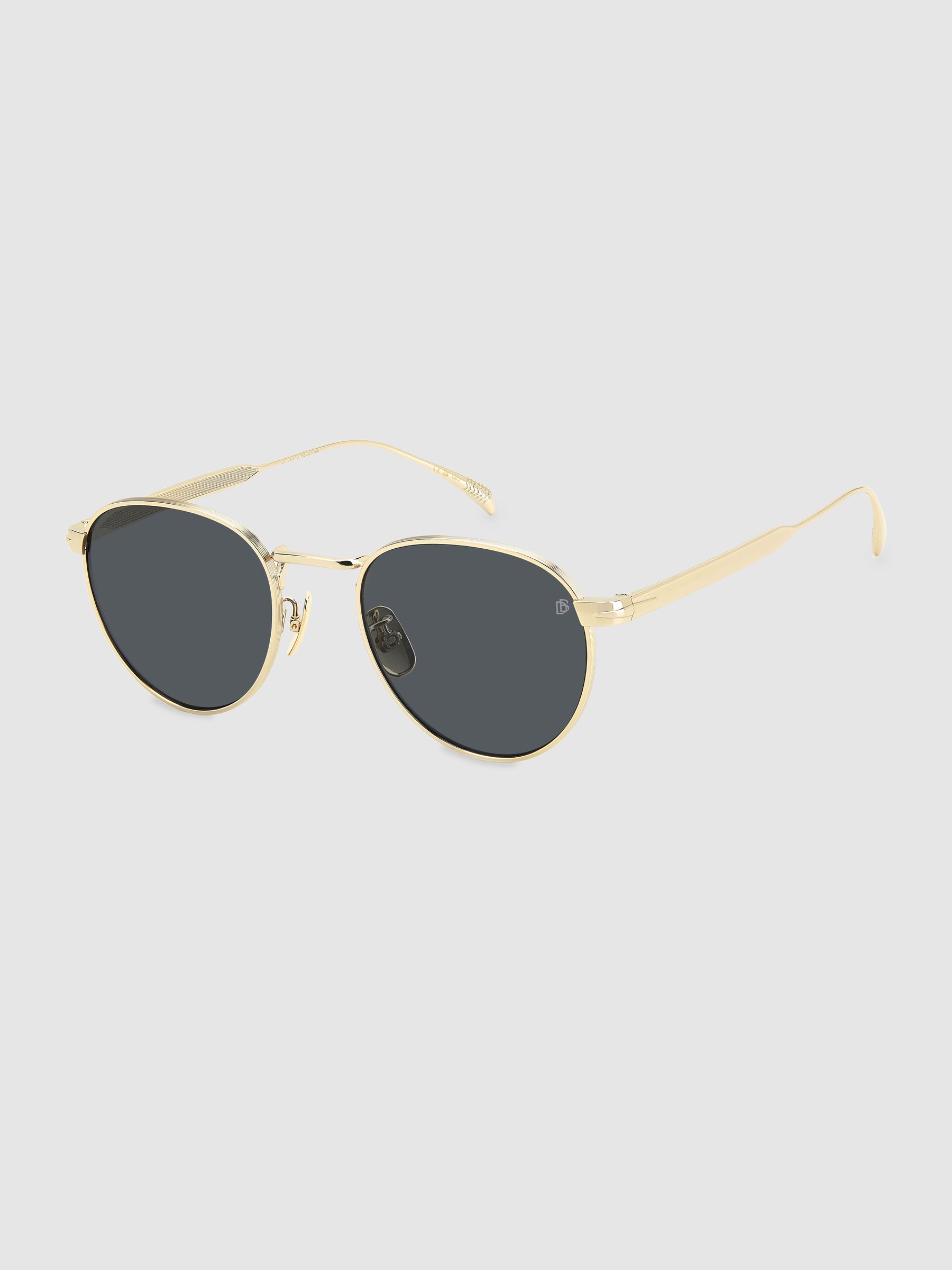 Eyewear by David Beckham Round Trim Sunglasses in Gold/Black