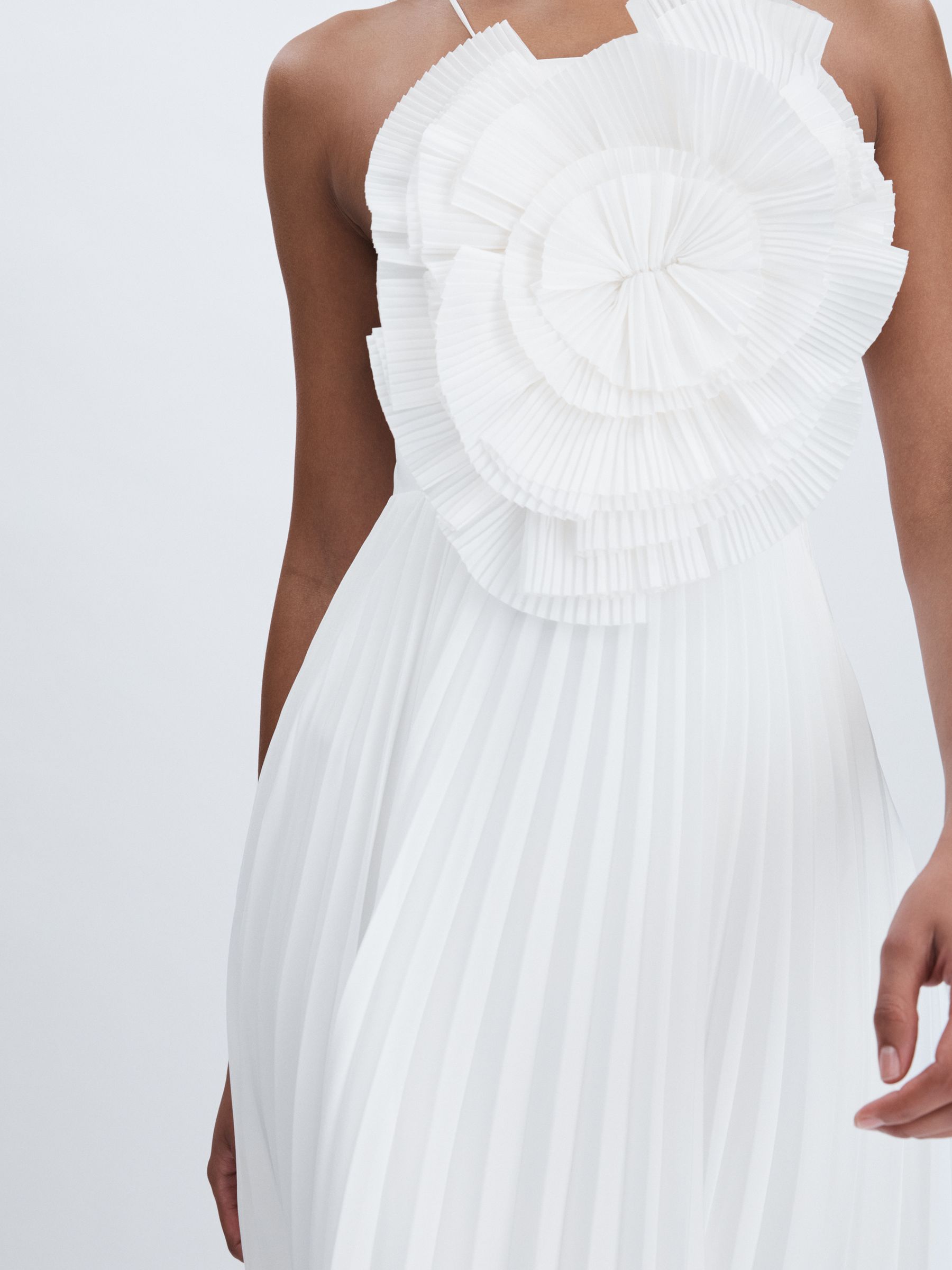 Acler Satin Pleated-Ruffle Maxi Dress in Ivory