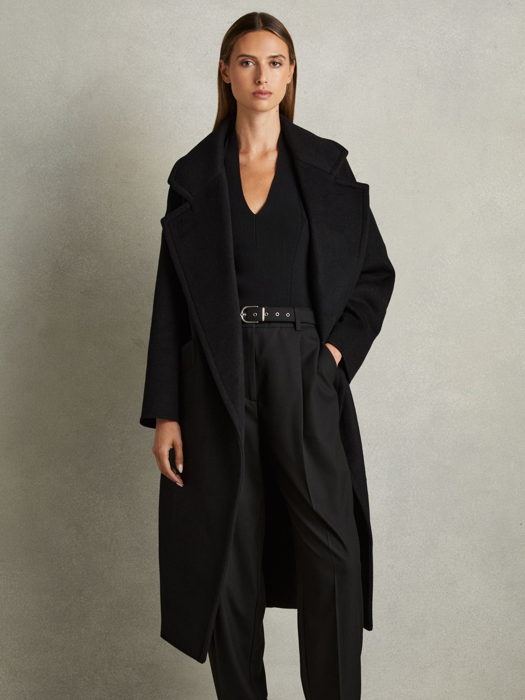 Petite Wool-Blend Blindseam Coat in Black