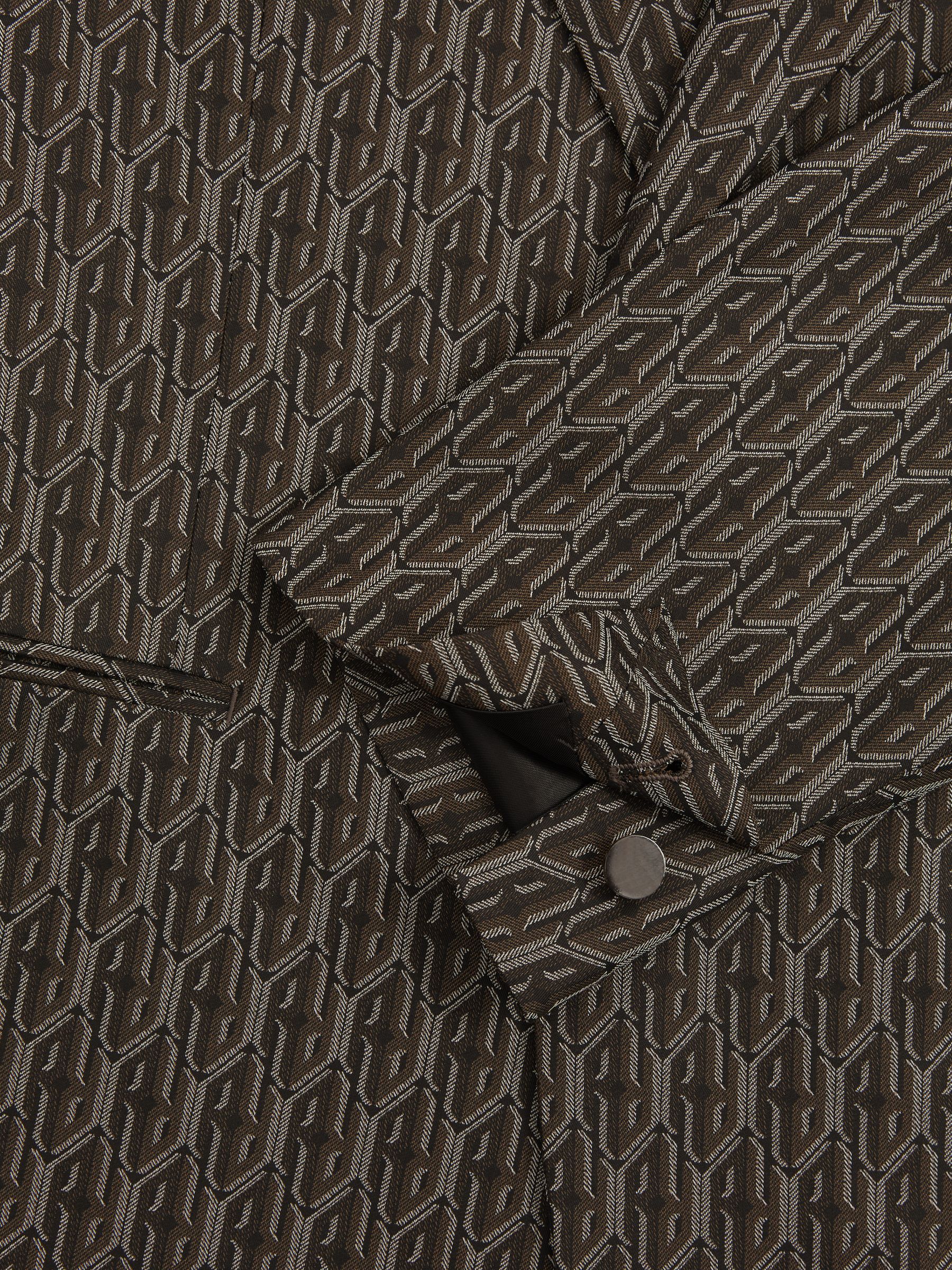 Monogram-Jacquard Twill Blazer in Chocolate Brown