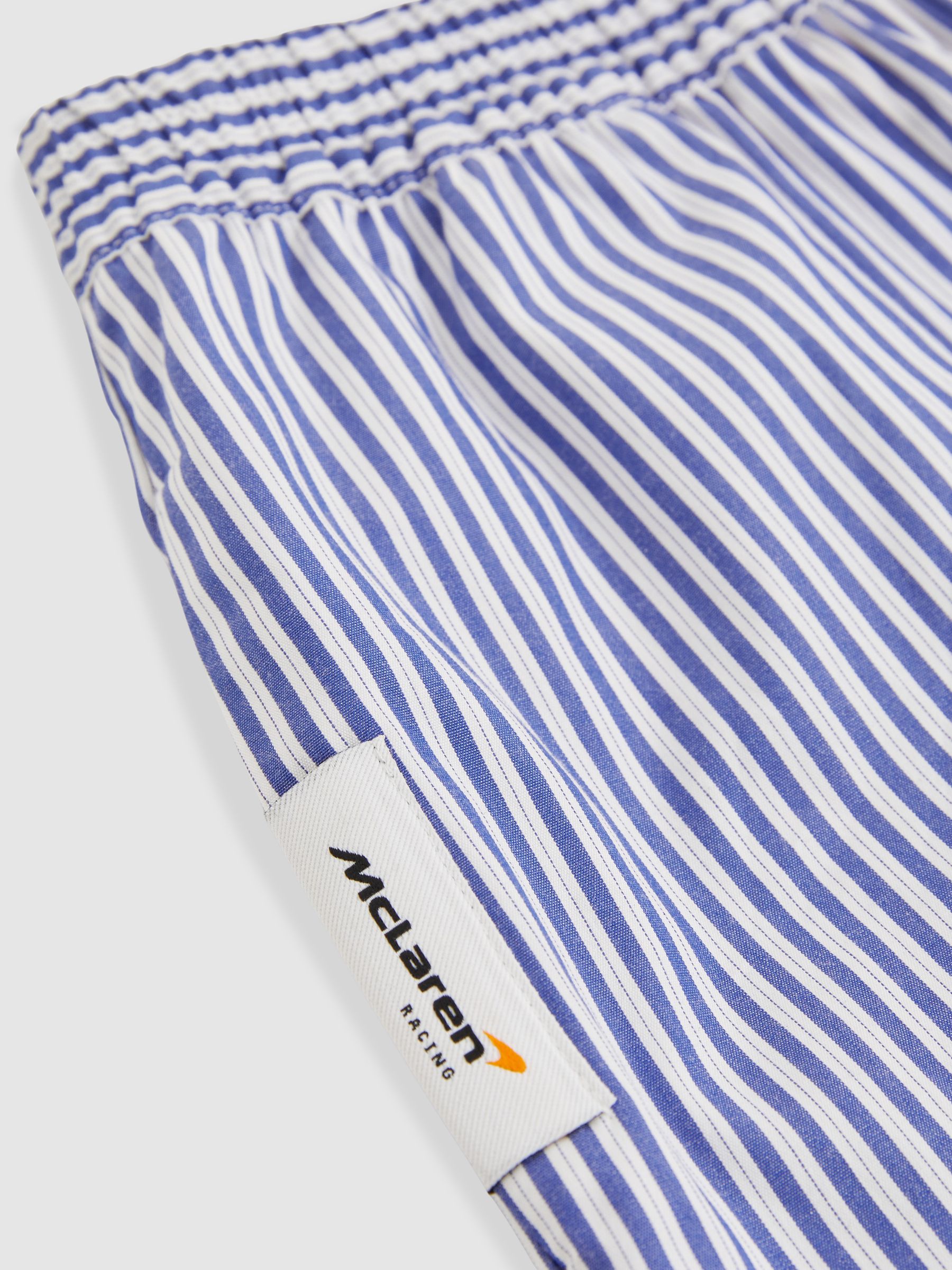 McLaren F1 Team Cotton Stripe Shorts in Blue/White