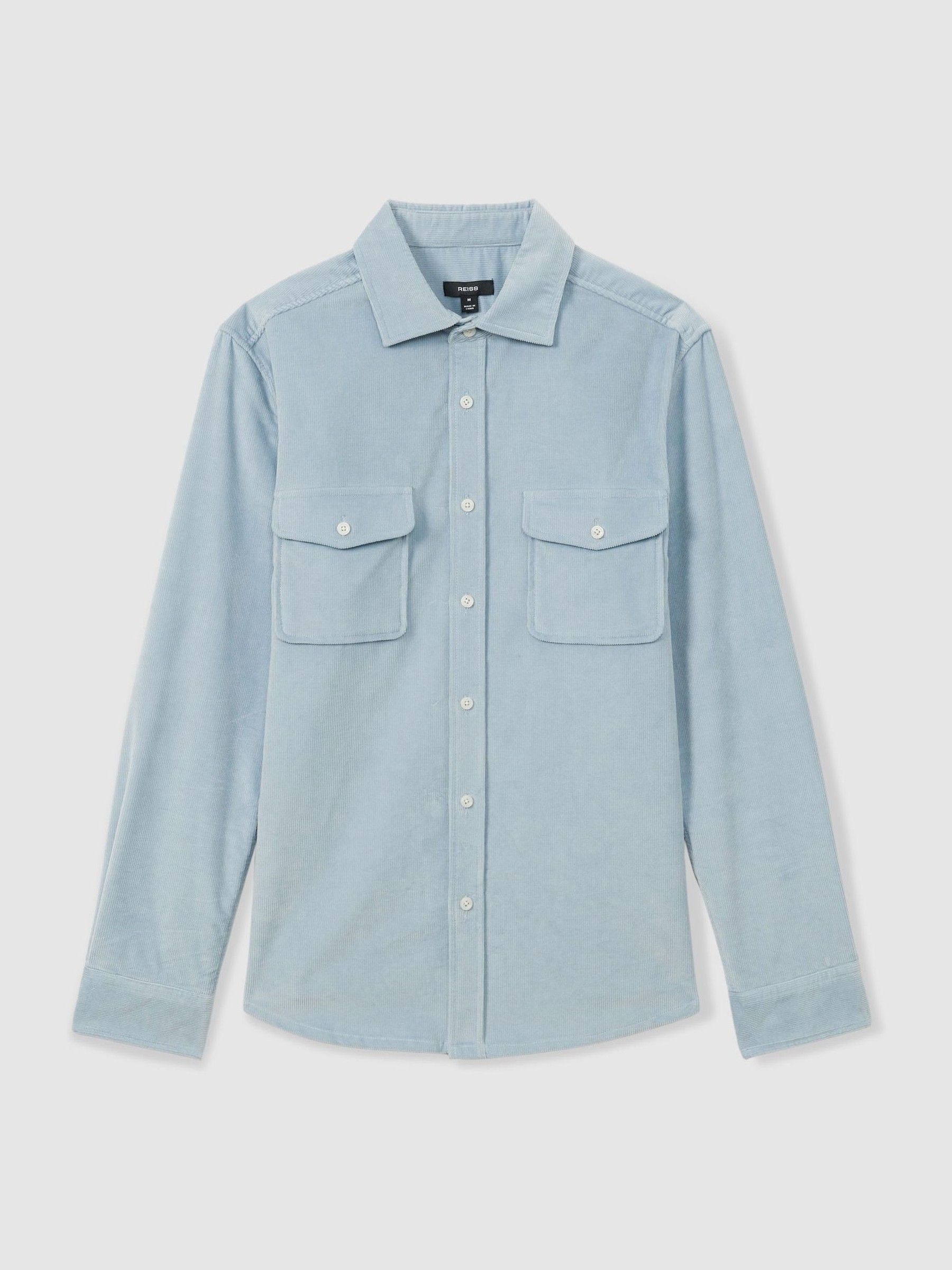 Cotton-Blend Corduroy Overshirt in Soft Blue
