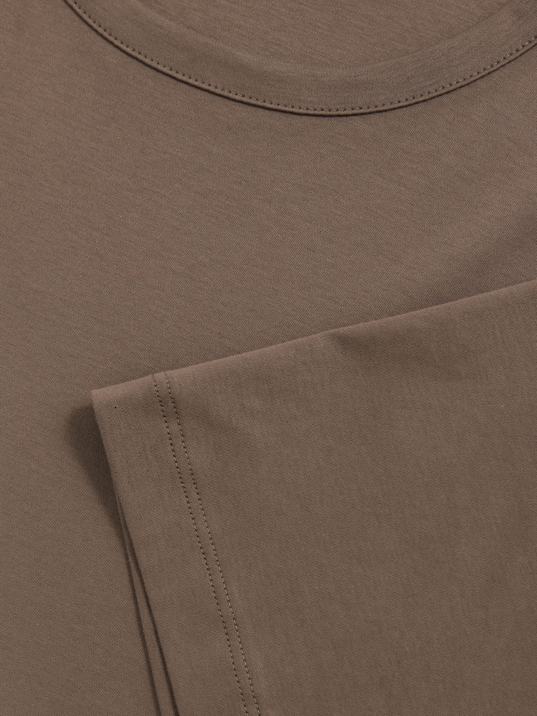 Airwater-Cotton Crew-Neck T-Shirt in Taupe Brown