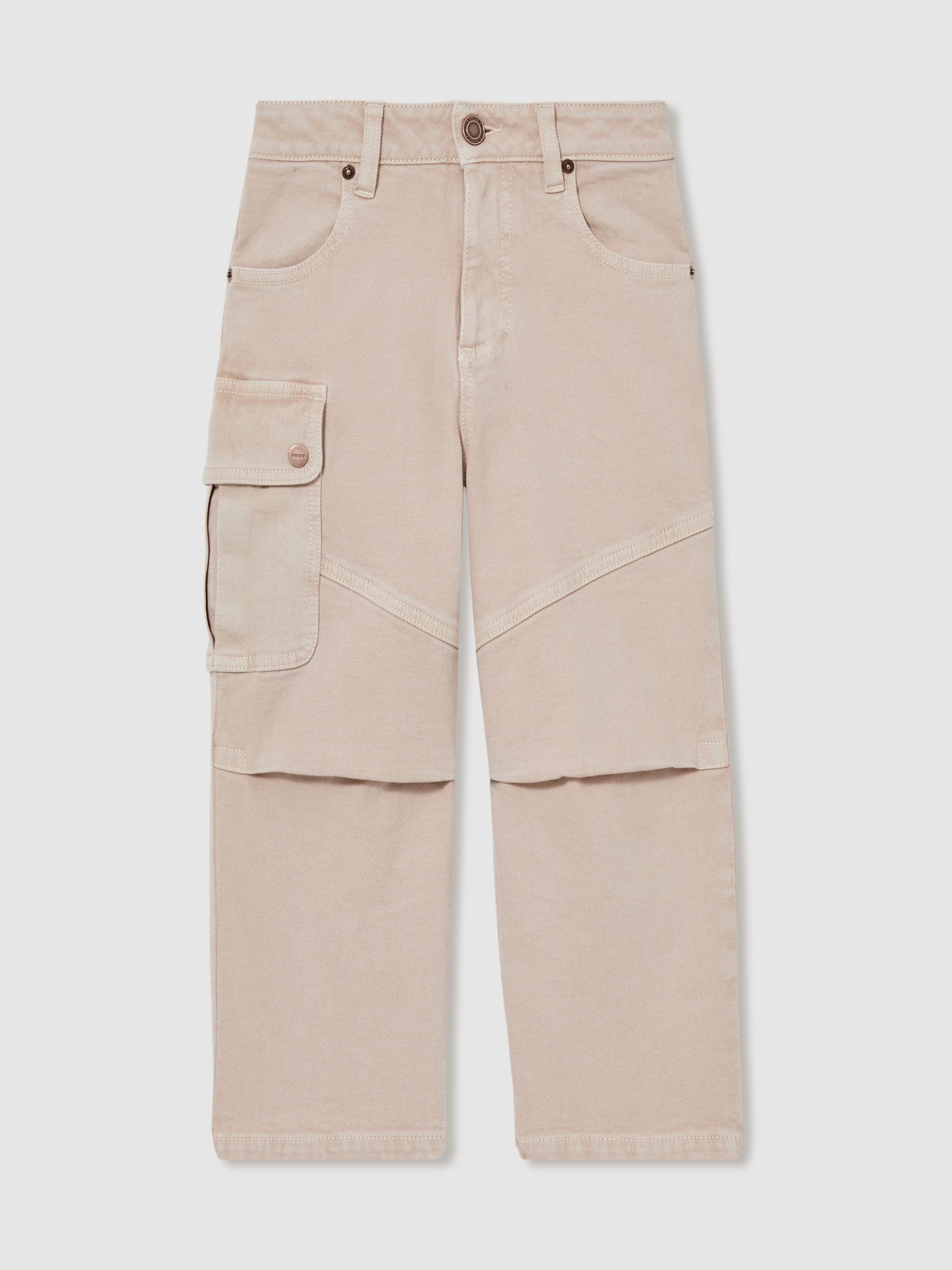 9-13 yrs Straight-Leg Patch Pocket Jeans in Camel