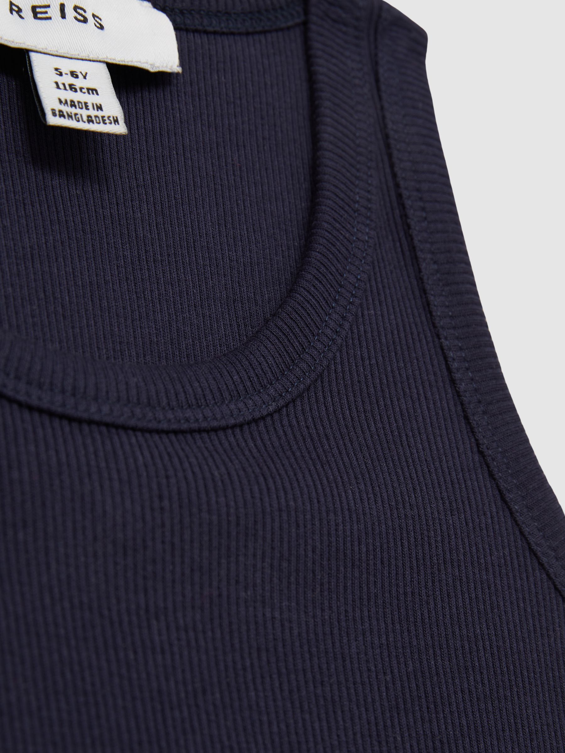 4-9 yrs Cotton Blend Ribbed Vest in Navy