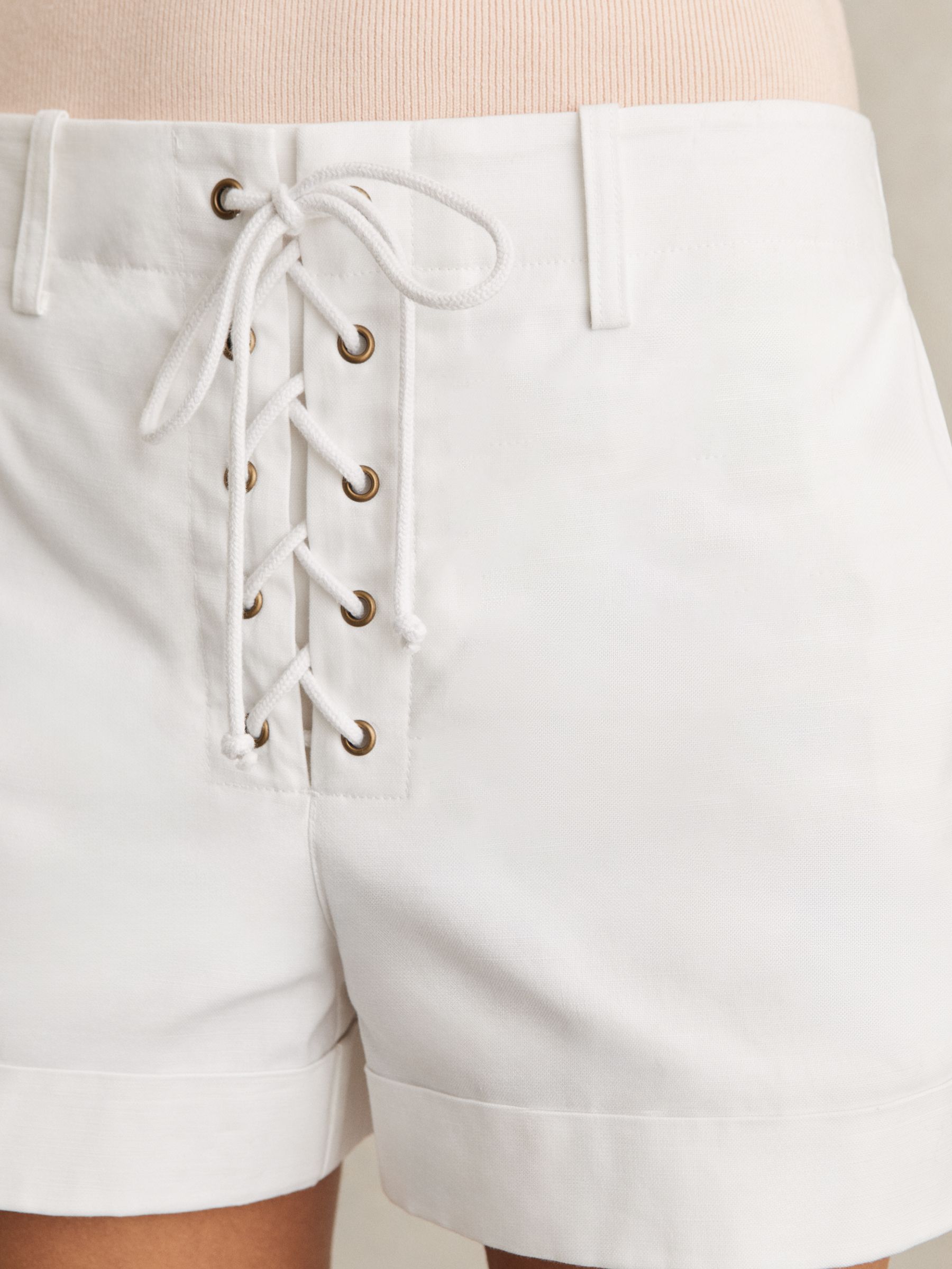 Cotton Lace-up Shorts in White