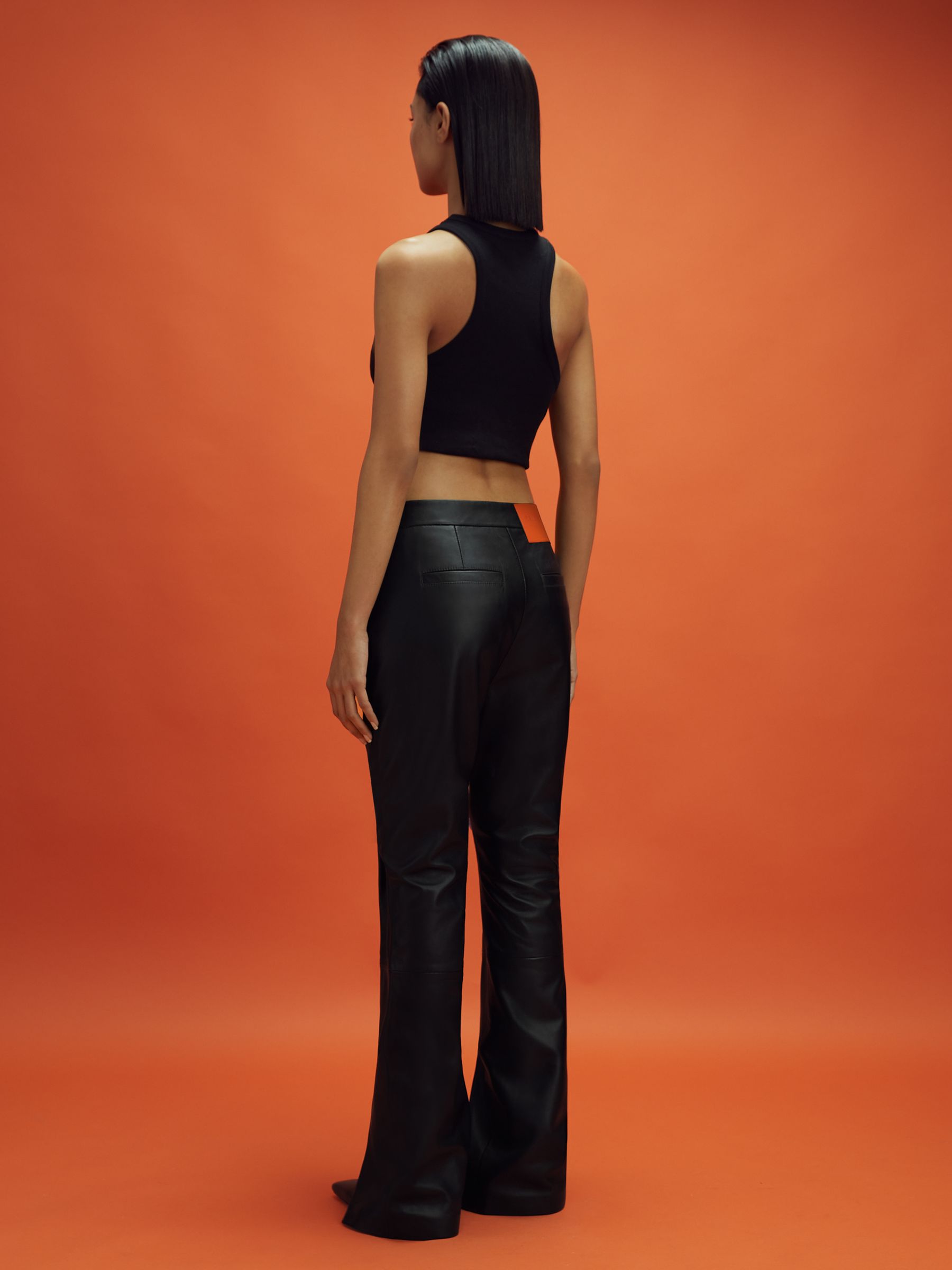 McLaren F1 Front Split Leather Trousers in Black