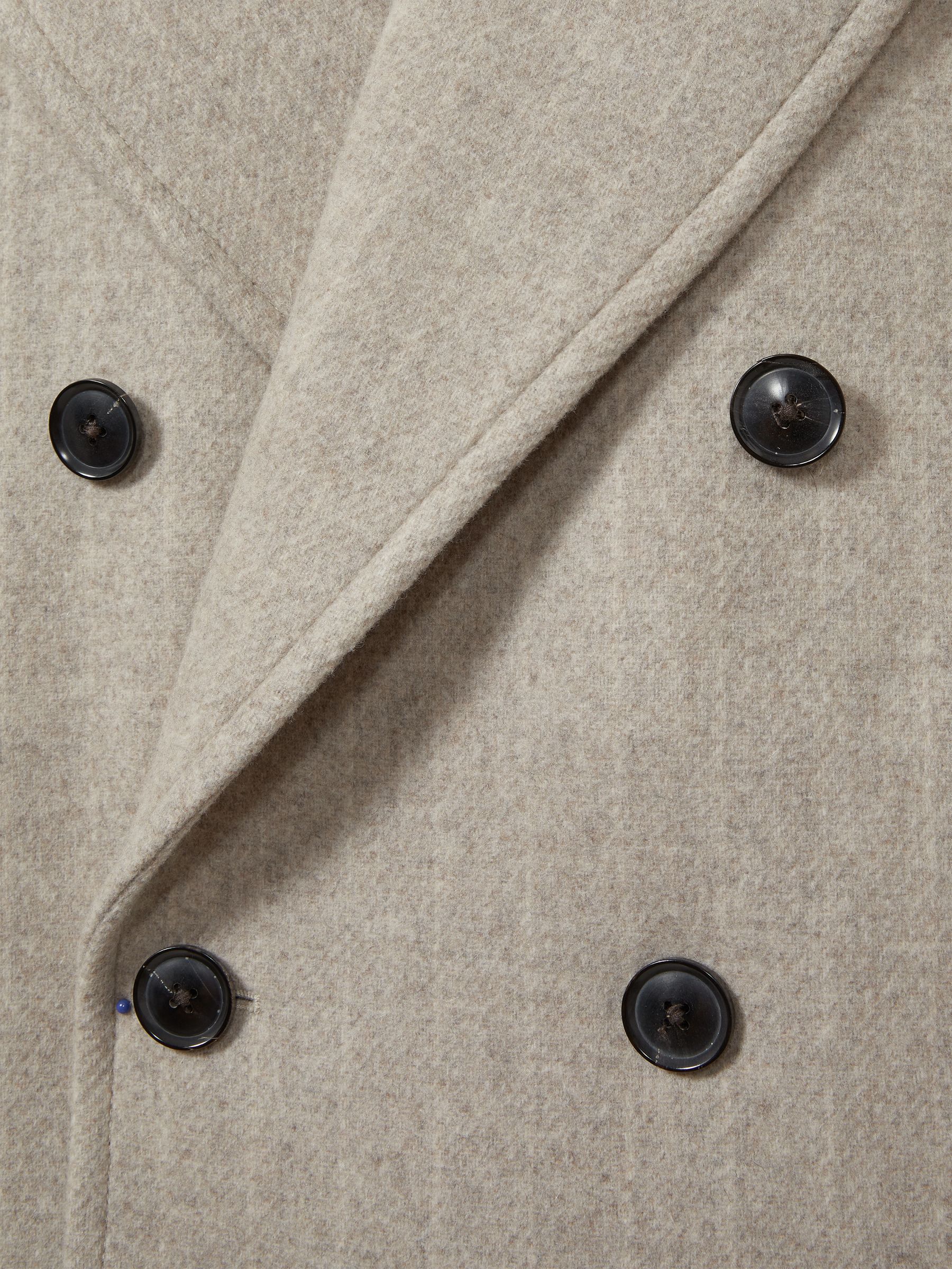 Wool-Blend Pinstripe Pea Coat in Oatmeal