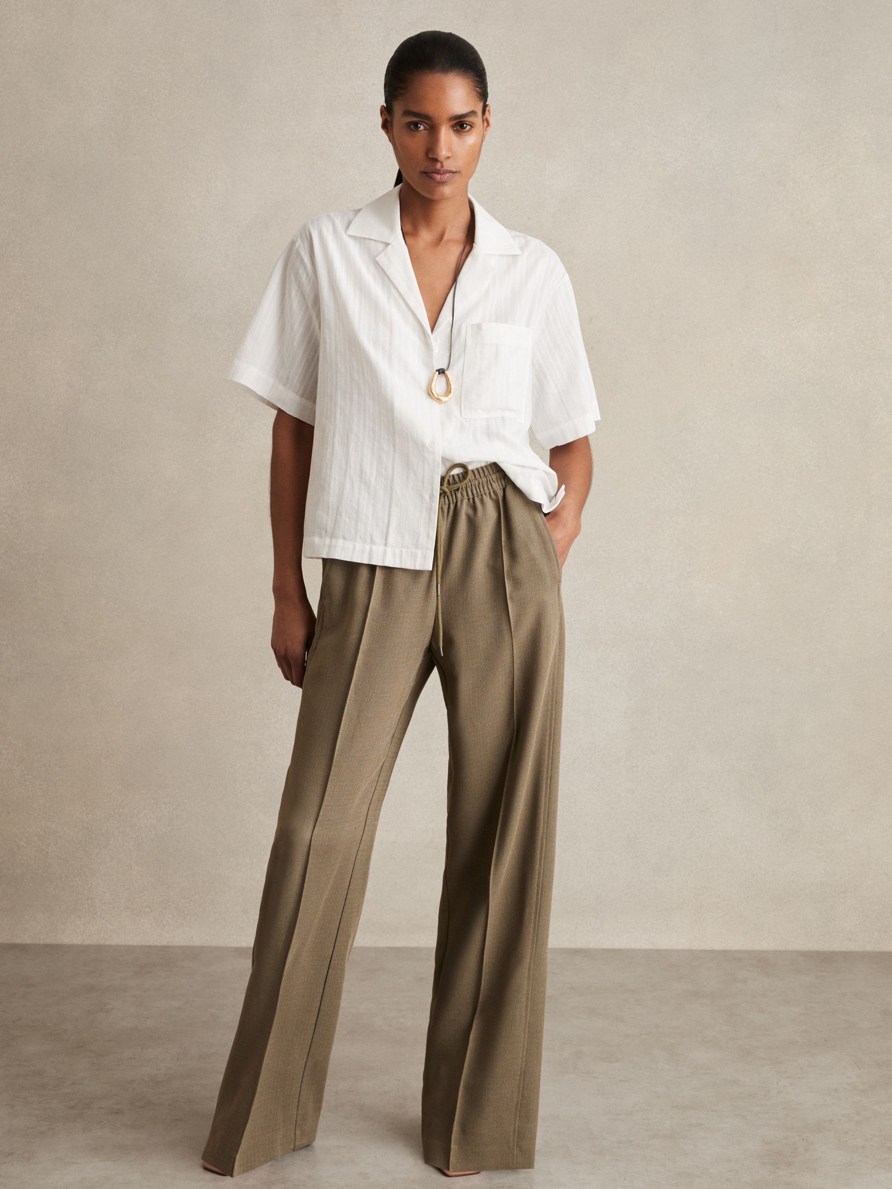 Cotton Pointelle Shirt and Shorts Set in White