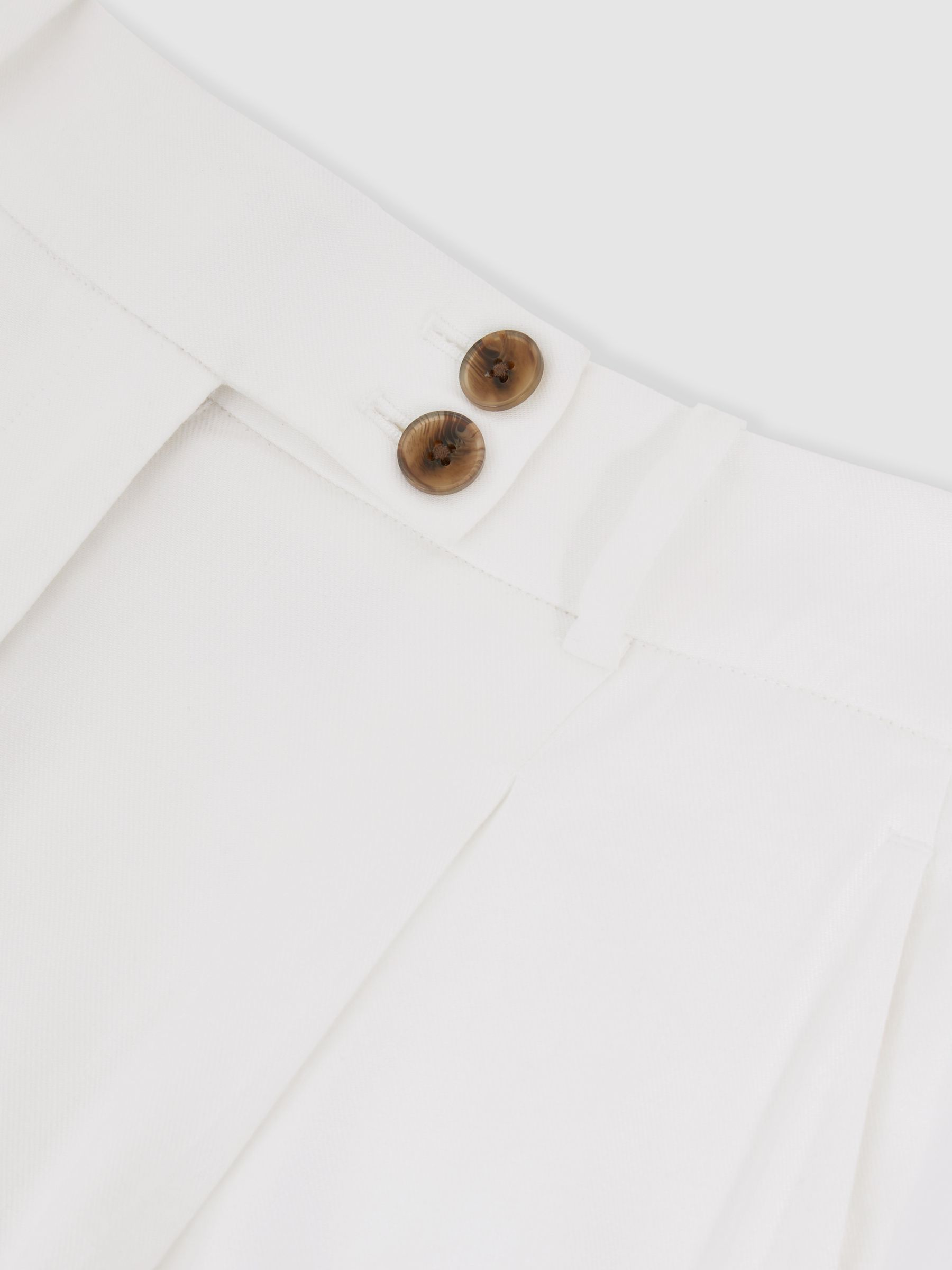 Linen-Blend Wide-Leg Trousers in White