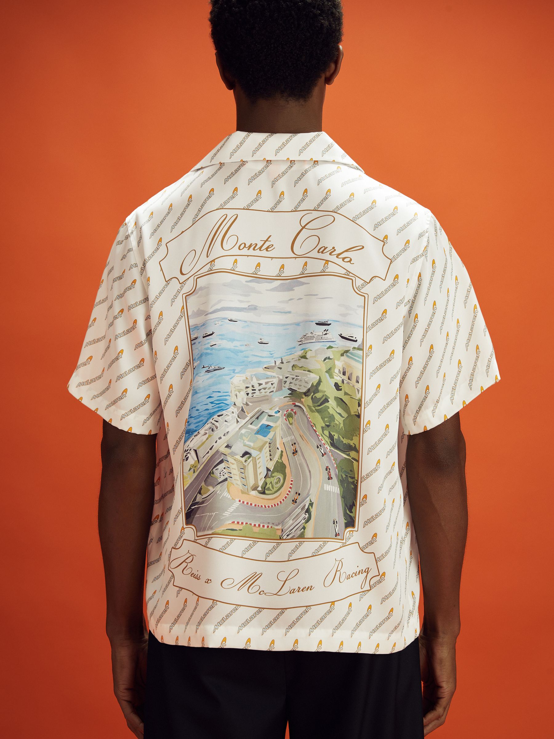 McLaren F1 Monte Carlo Exclusive Cuban Collar Shirt in White Multi