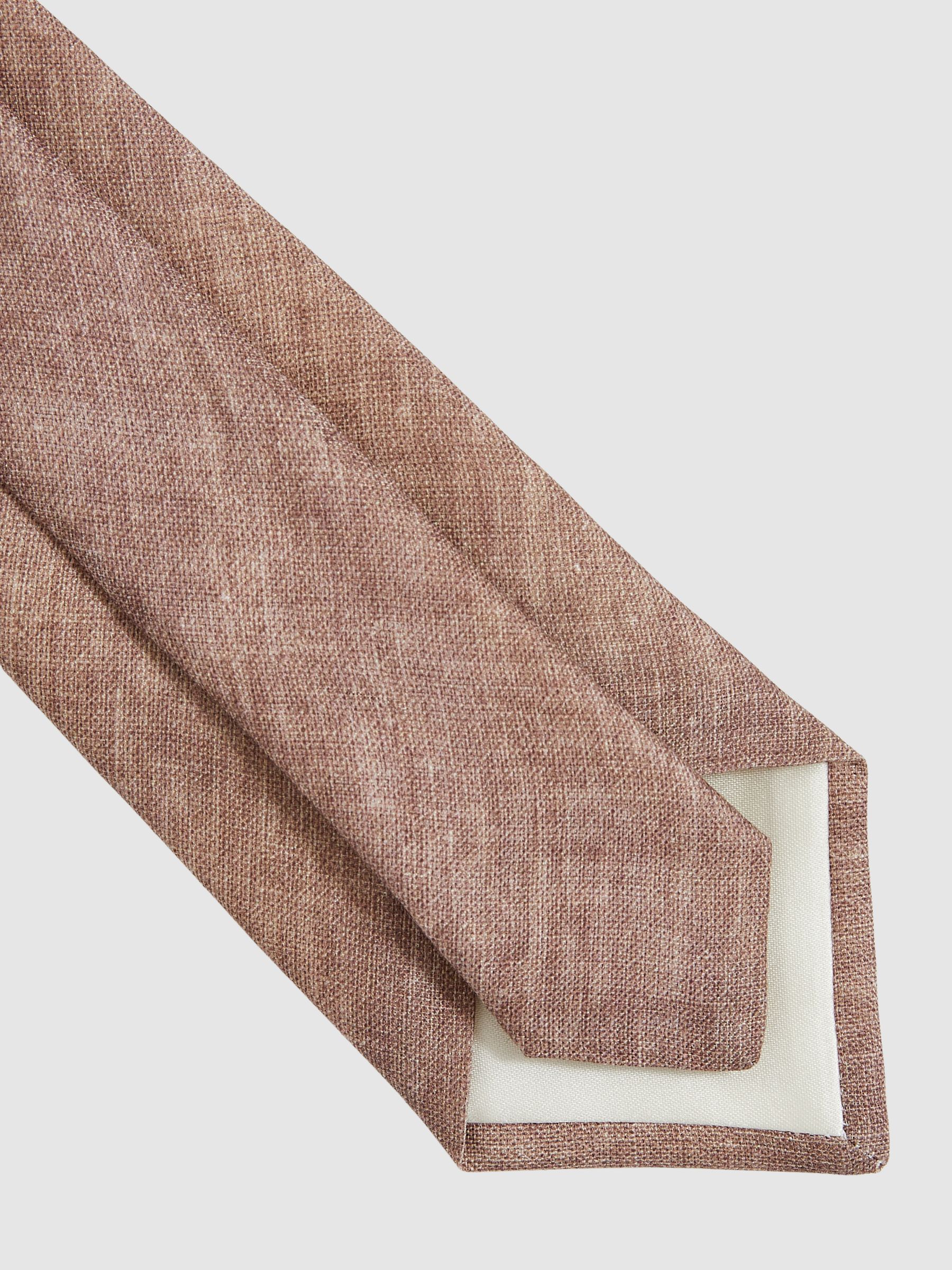 Linen Textured Tie in Soft Brown