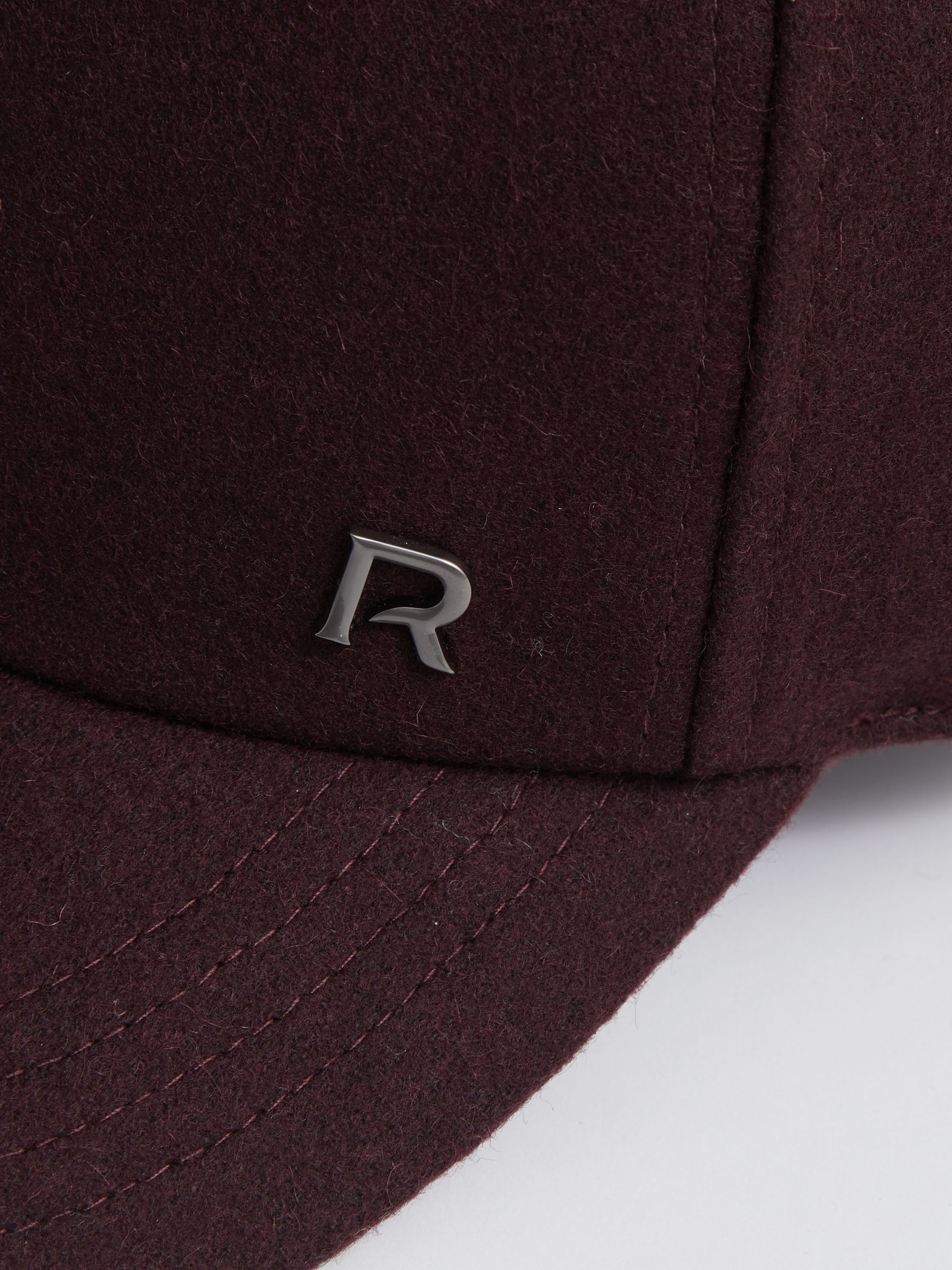 Wool-Blend Flannel Baseball Cap in Burgundy